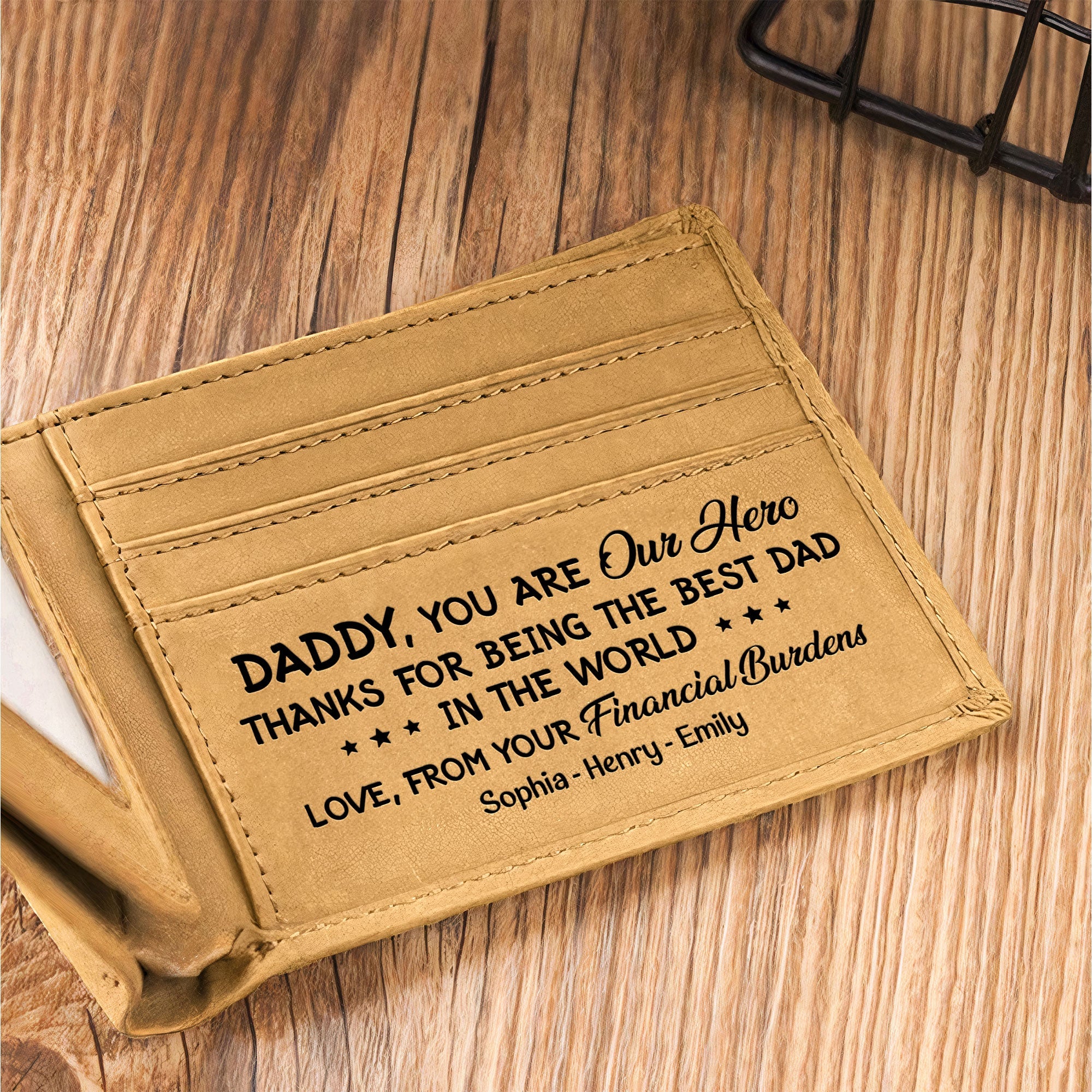Best Dad Ever New Version - Personalized Leather Wallet - Image 6