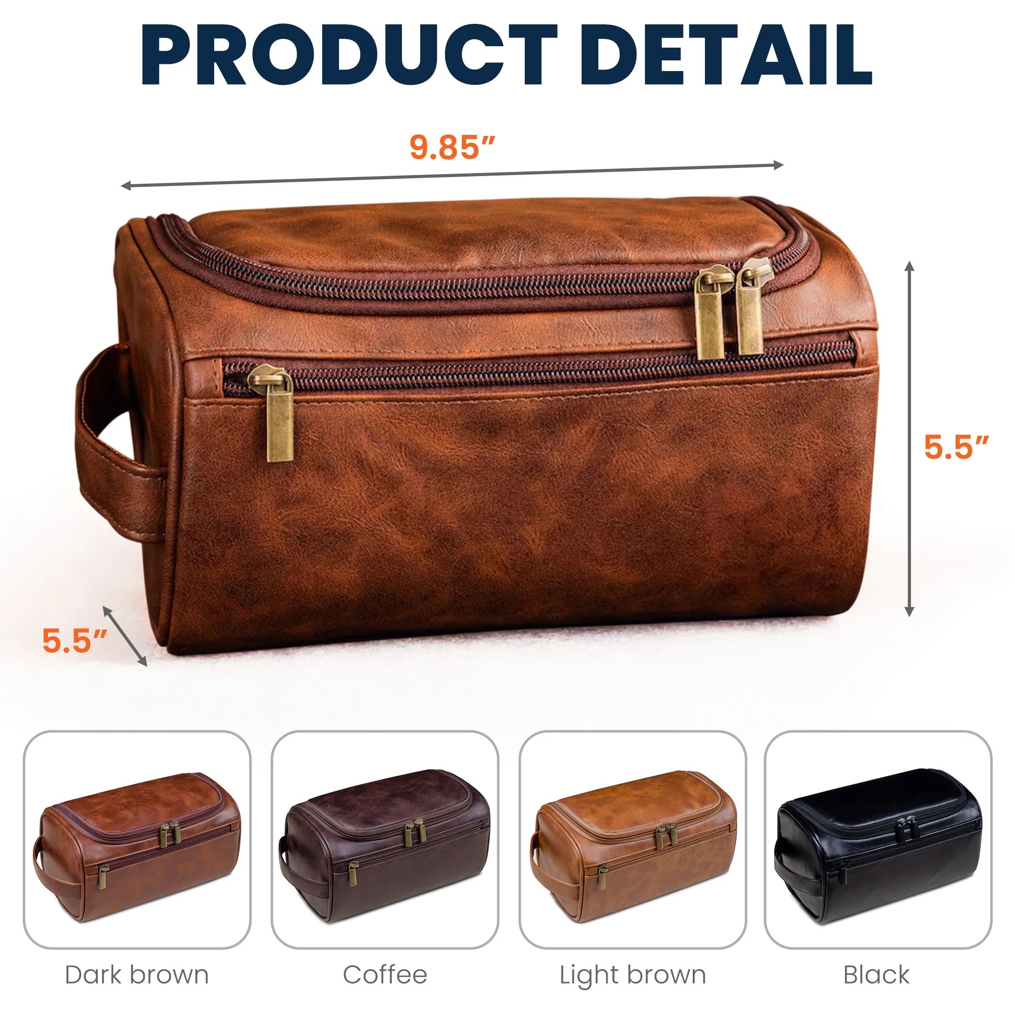 Best Dad Ever - Personalized Leather Toiletry Bag - Image 6