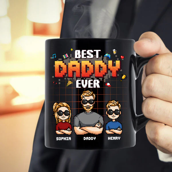 Best Dad Ever - Pixel Style - Personalized Mug - Image 3