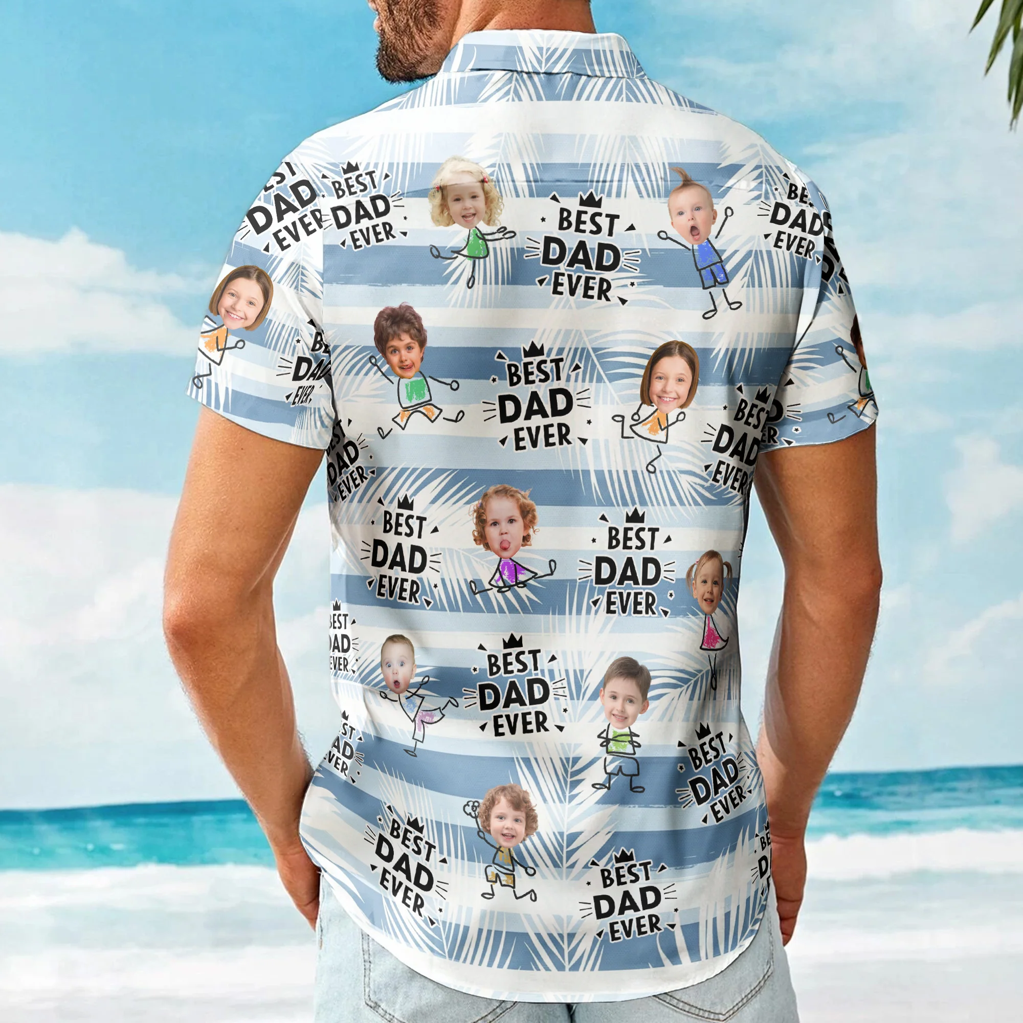 Best Dad Ever Striped Pattern Father's Day Gift For Dad, Husband - Personalized Hawaiian Shirt - Image 2