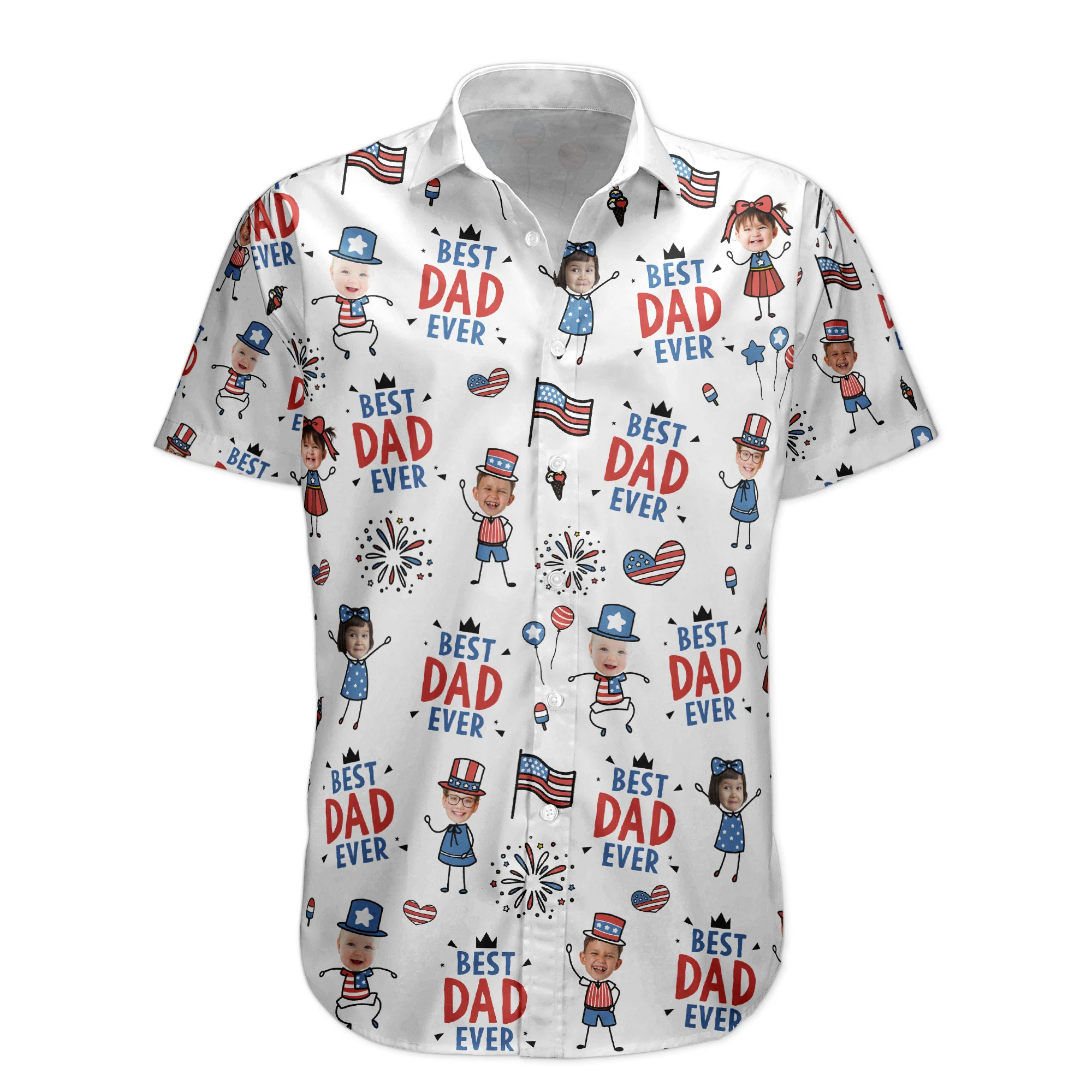 Best Dad Ever USA Flag - Personalized Hawaiian Shirt - Image 5