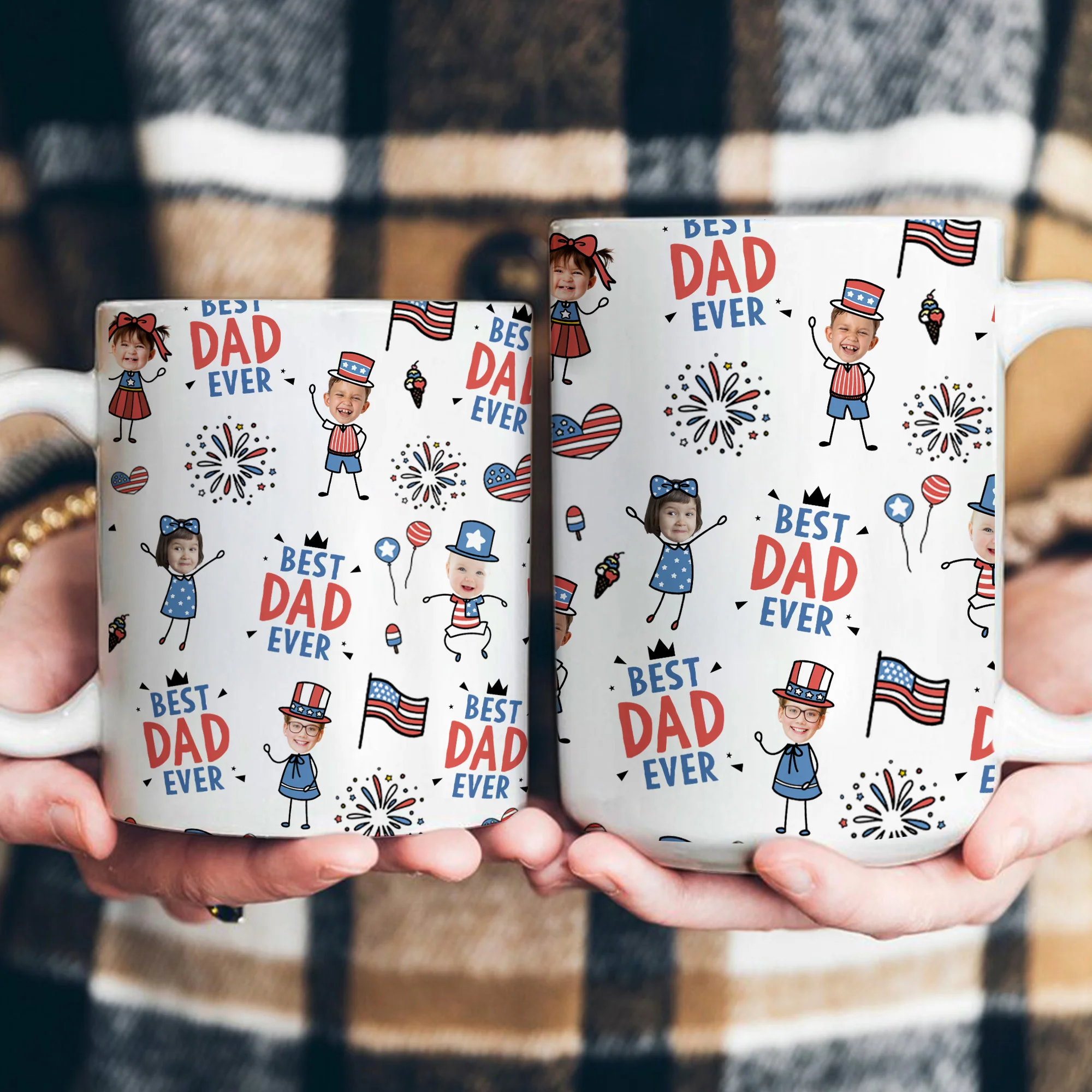Best Dad Ever USA Flag - Personalized Mug - Image 5