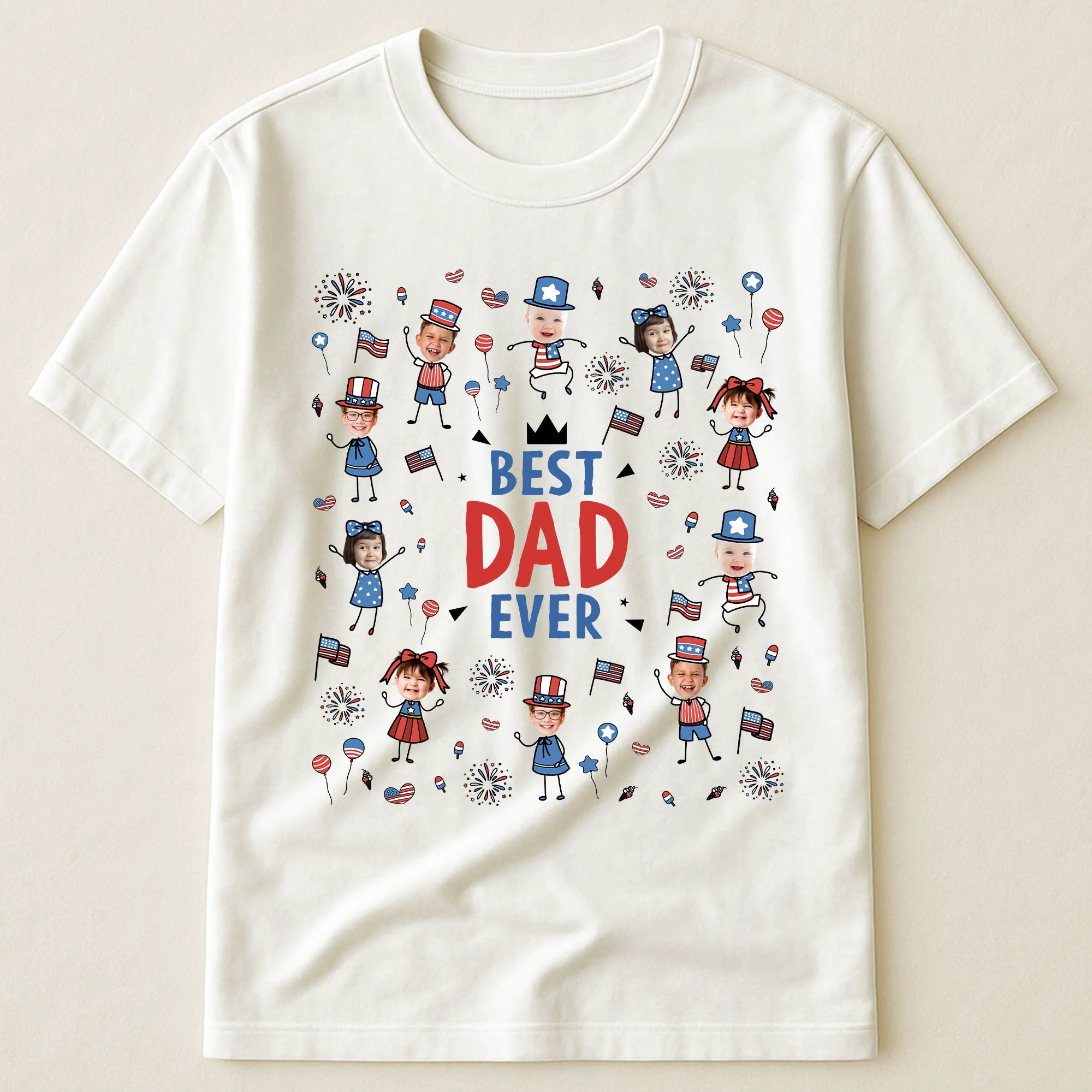 Best Dad Ever USA Flag - Personalized Shirt