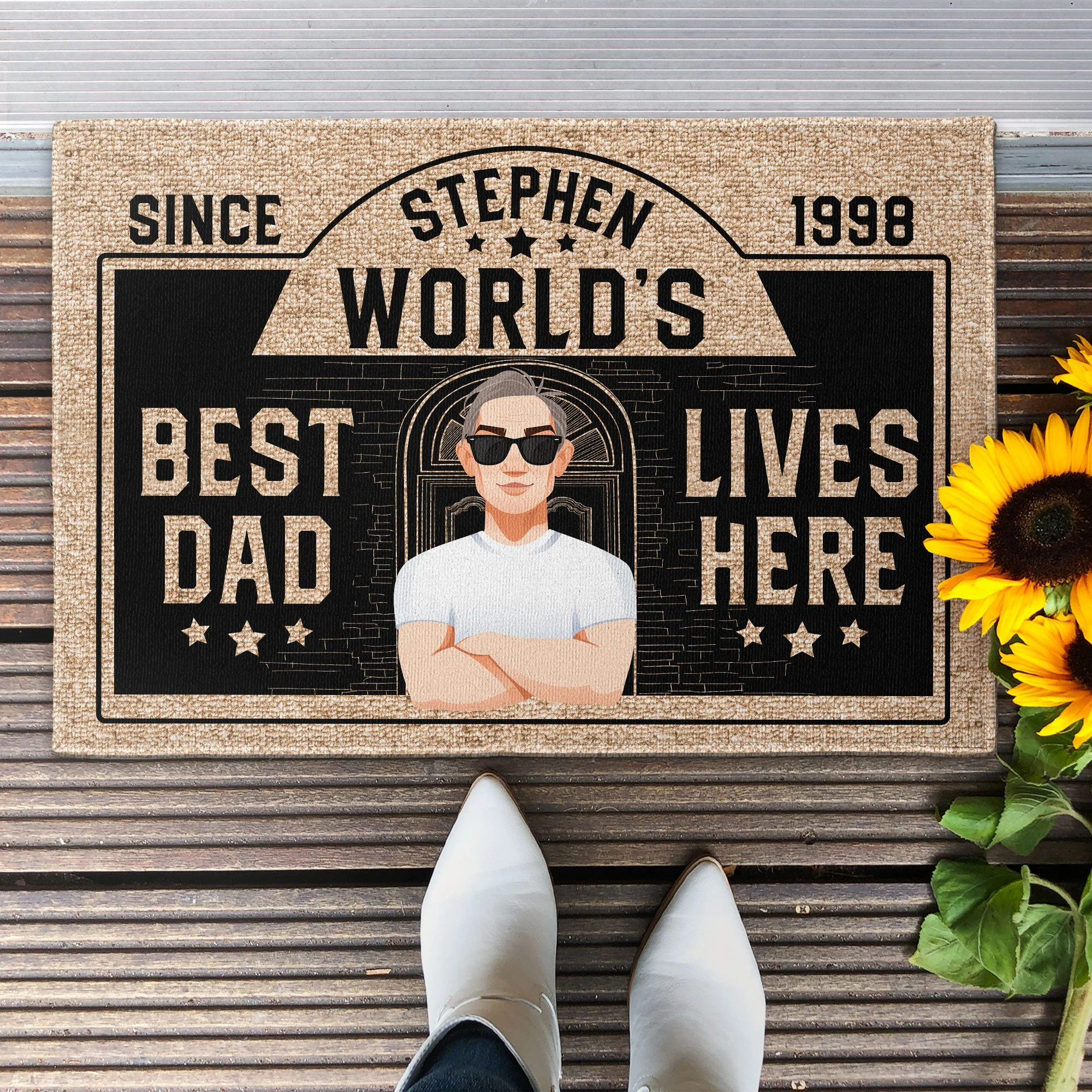 Best Dad Lives Here - Personalized Doormat - Image 2
