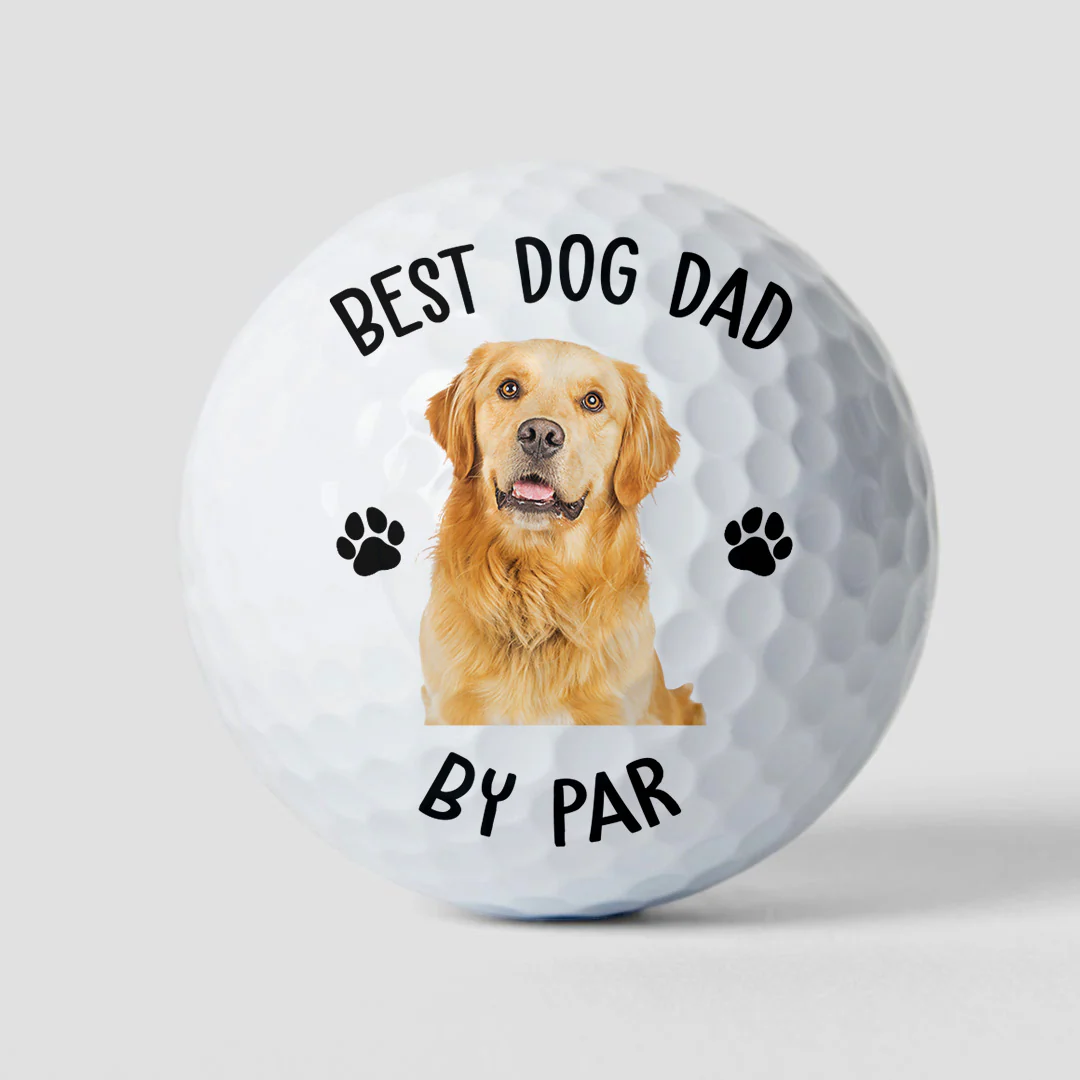 Best Dog Dad By Par Gift For Dog, Cat Dad - Personalized Photo Golf Ball - Image 7