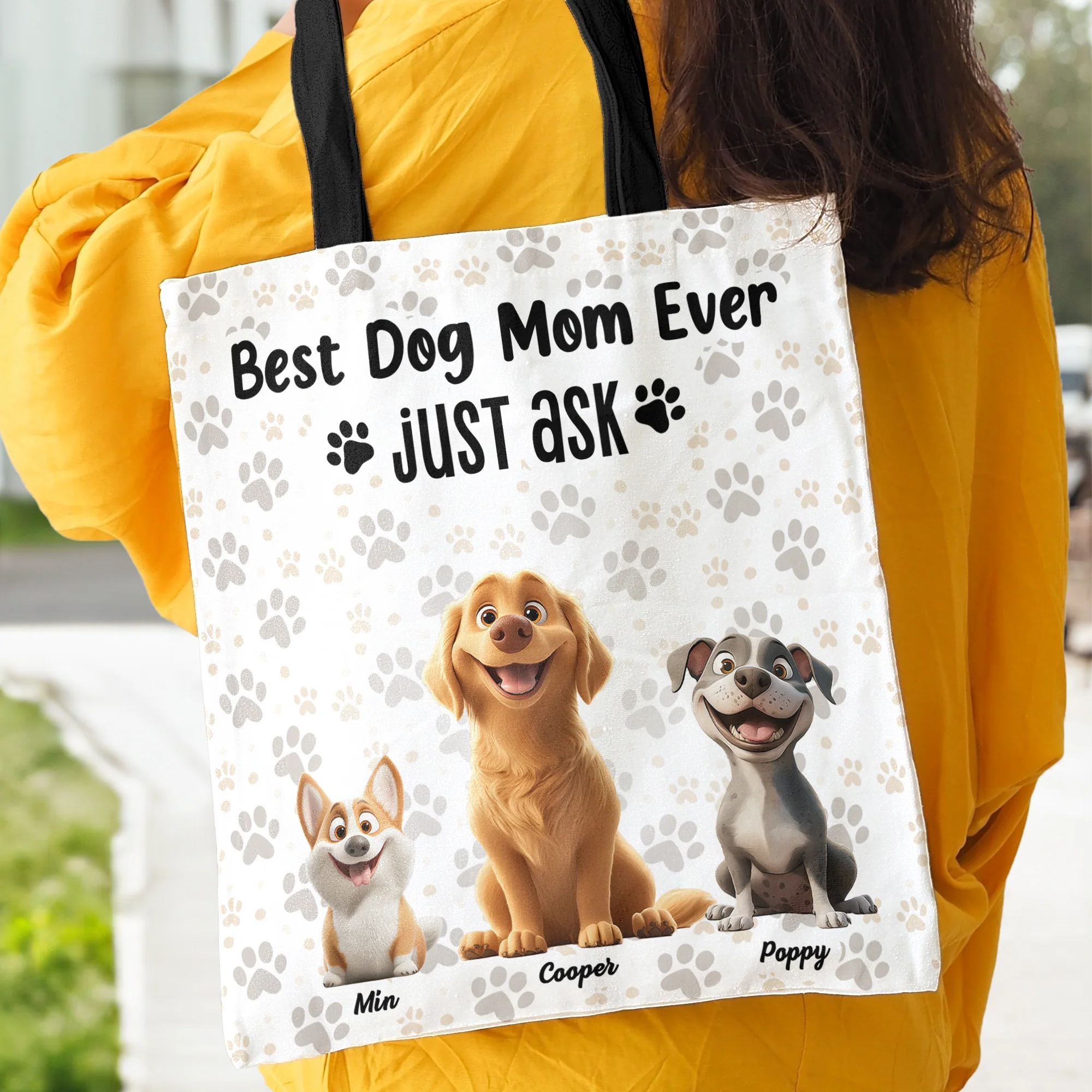 Best Dog Mom Ever - Personalized Tote Bag - Image 3