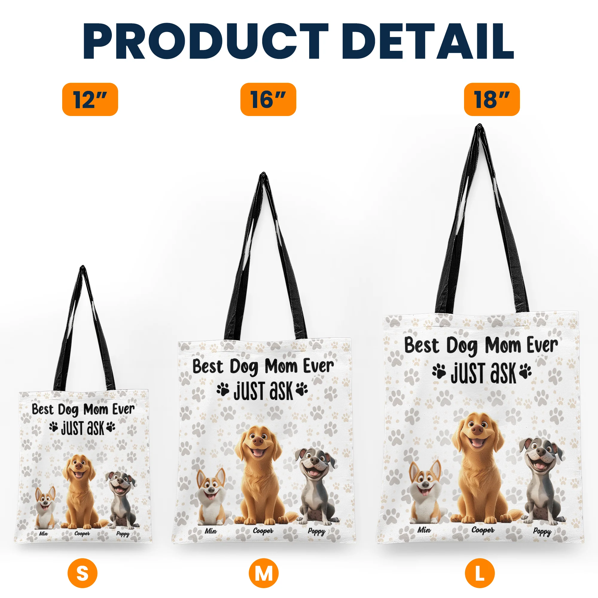 Best Dog Mom Ever - Personalized Tote Bag - Image 4