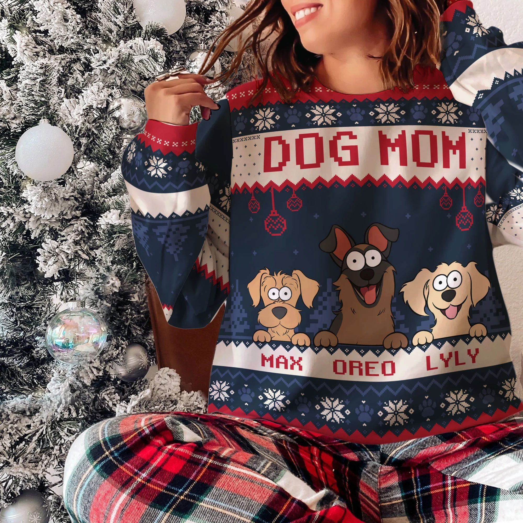 Best Dog Mom Ever - Personalized Ugly Sweater - Image 2