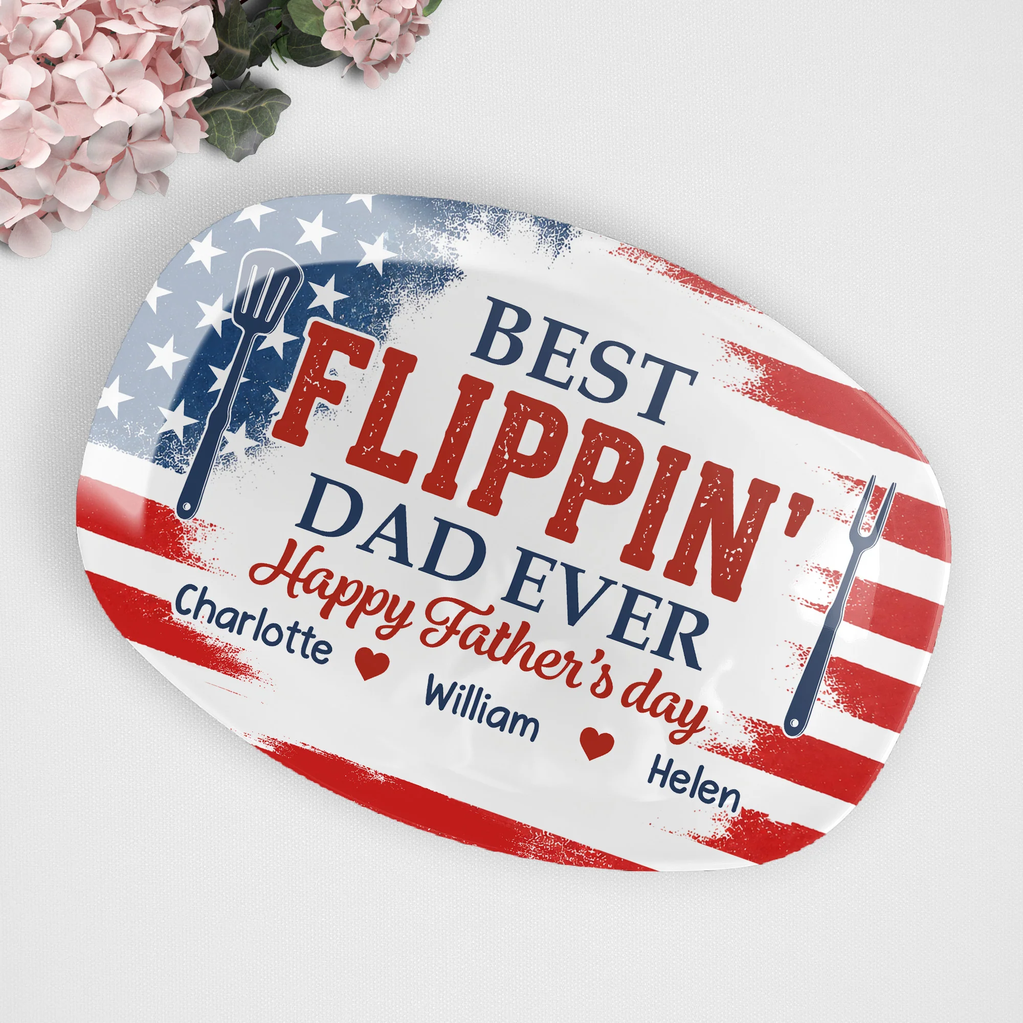 Best Flippin' Dad Ever Gift For Dad, Husband - Personalized Platter - Image 3