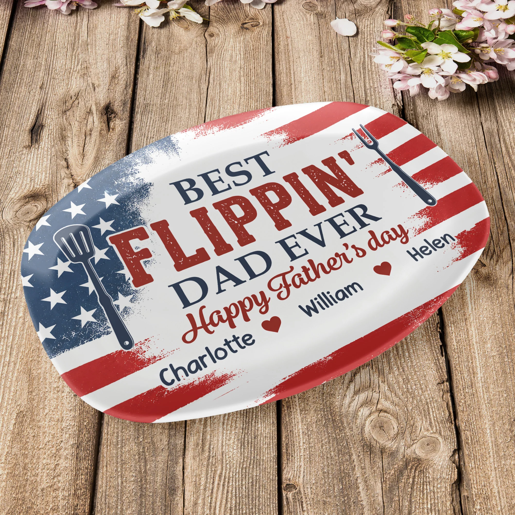Best Flippin' Dad Ever Gift For Dad, Husband - Personalized Platter - Image 4