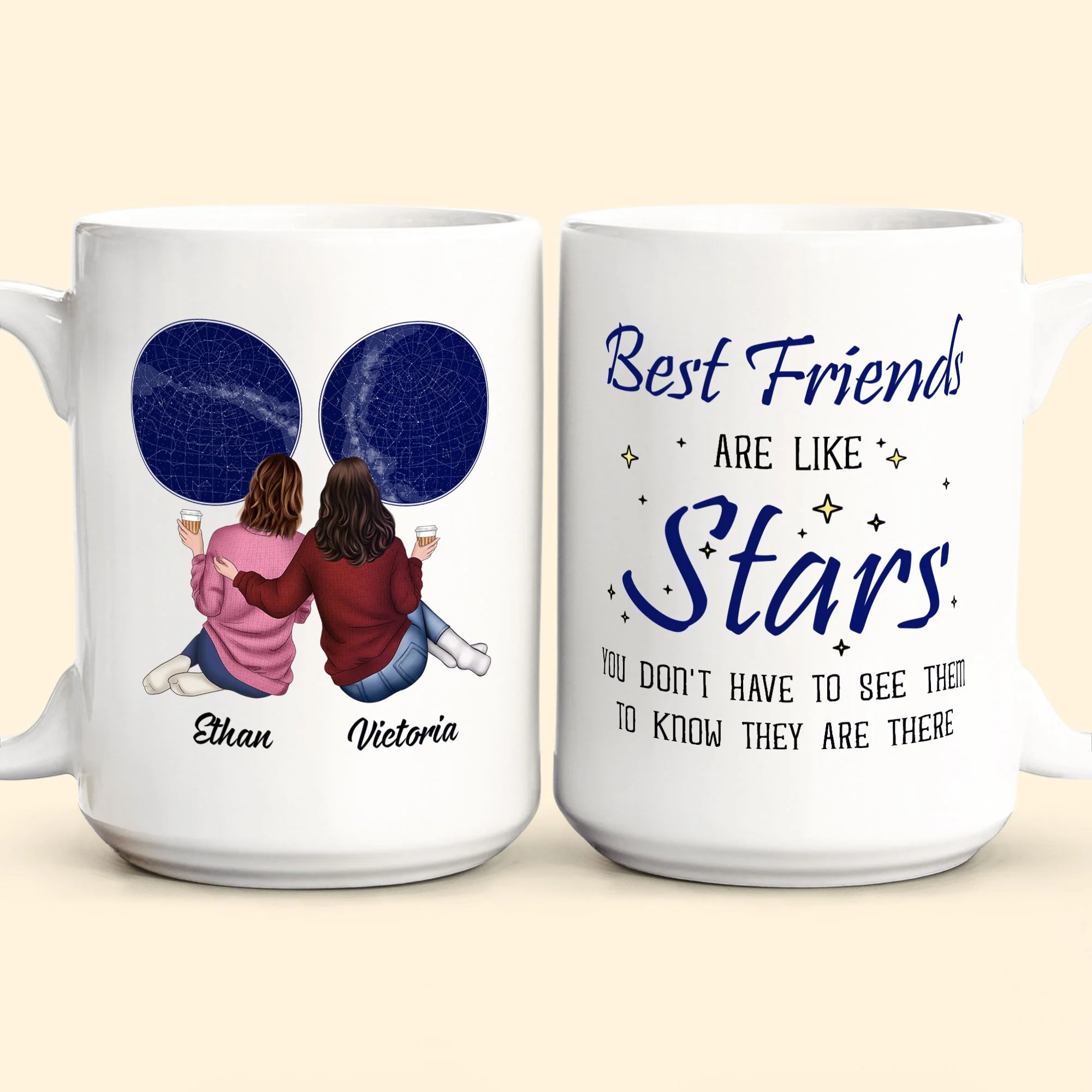 Best Friends Are Like Stars - Personalized Mug - Image 2