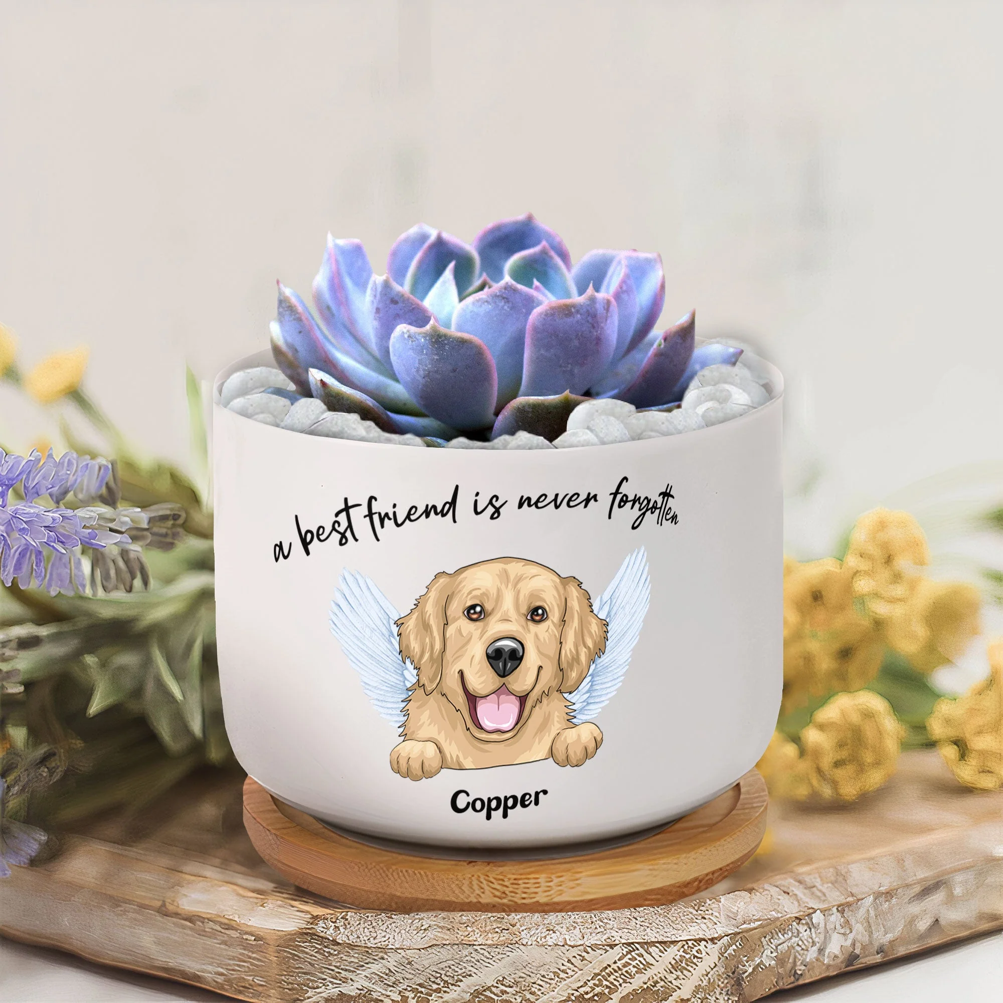 Best Friends Are Never Forgotten - Personalized Ceramic Plant Pot With Tray - Image 4