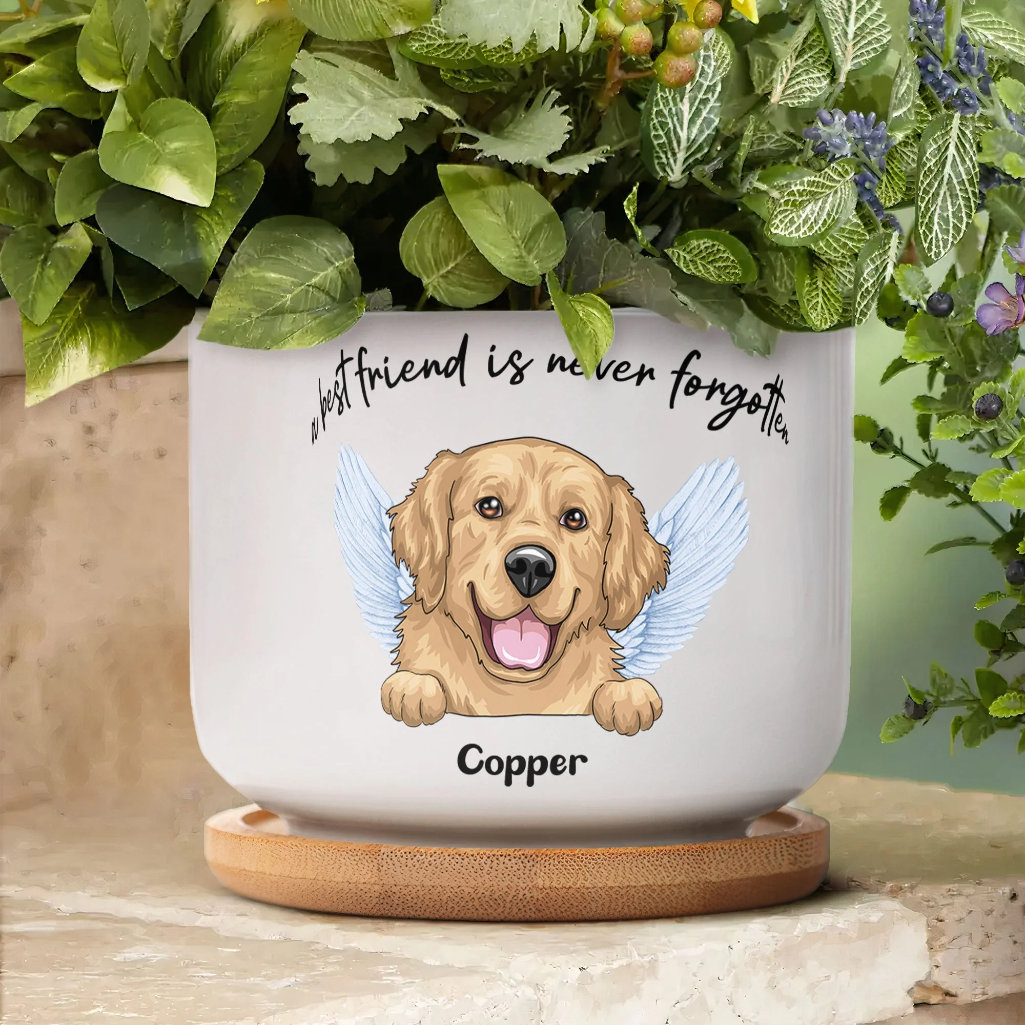 Best Friends Are Never Forgotten - Personalized Ceramic Plant Pot With Tray - Image 5