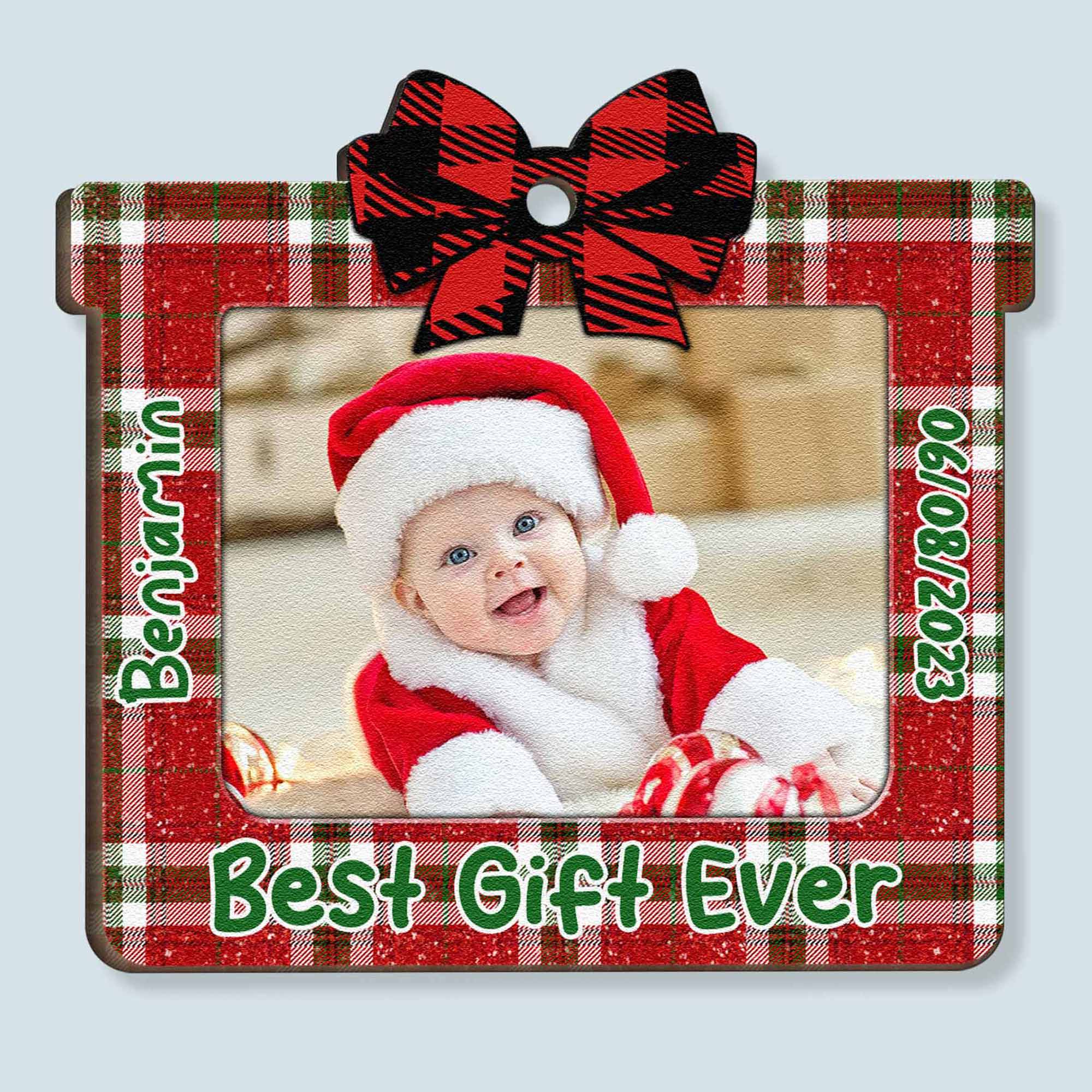 Best Gift Ever - Personalized Photo Wooden Ornament - Image 5