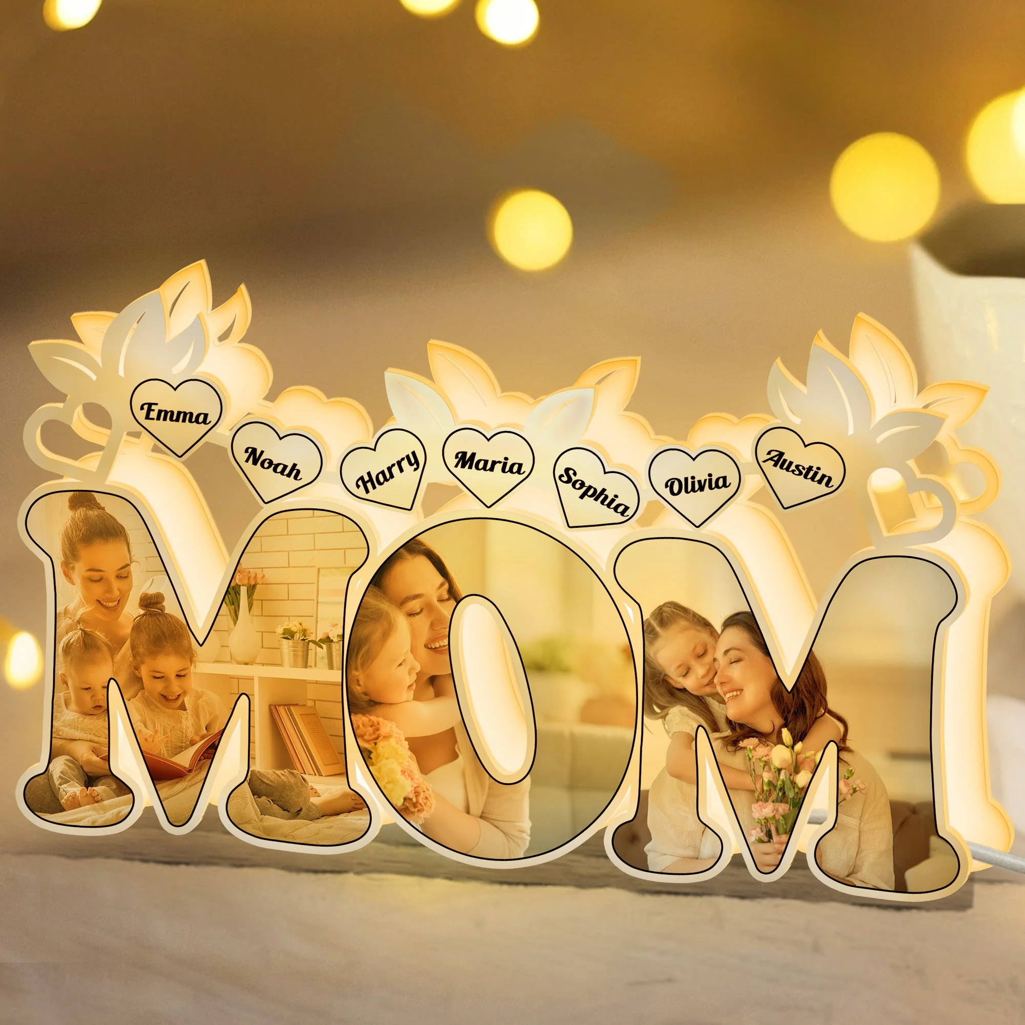 Best Mom Custom Kids Names & Photo Mother's Day - Personalized Photo Light Box - Image 4