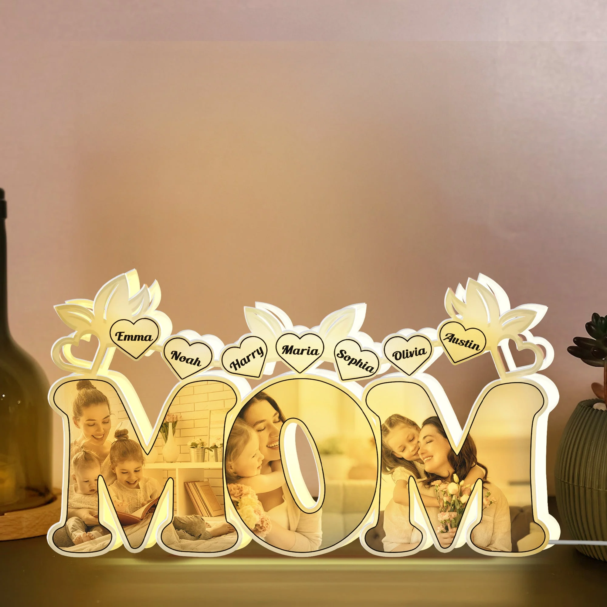 Best Mom Custom Kids Names & Photo Mother's Day - Personalized Photo Light Box - Image 5