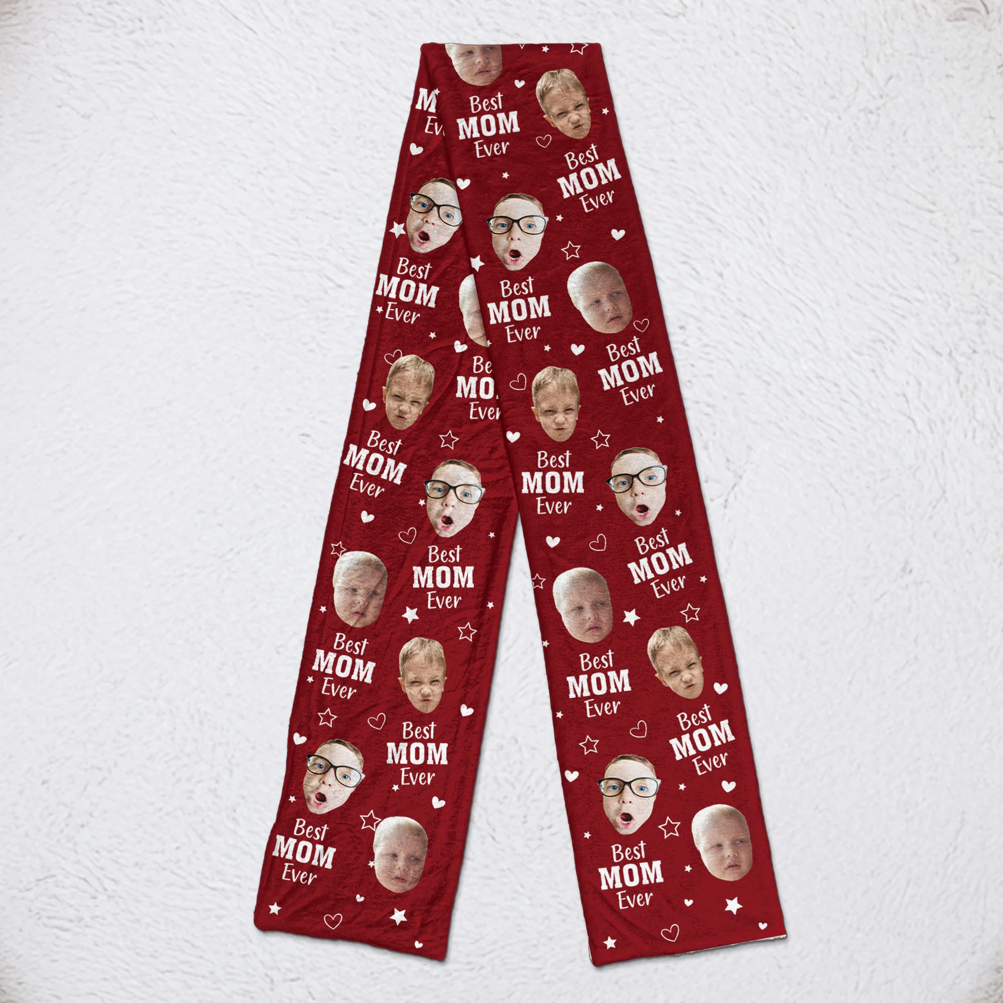 Best Mom Ever Custom Kid Face - Personalized Photo Fleece Scarf - Image 2