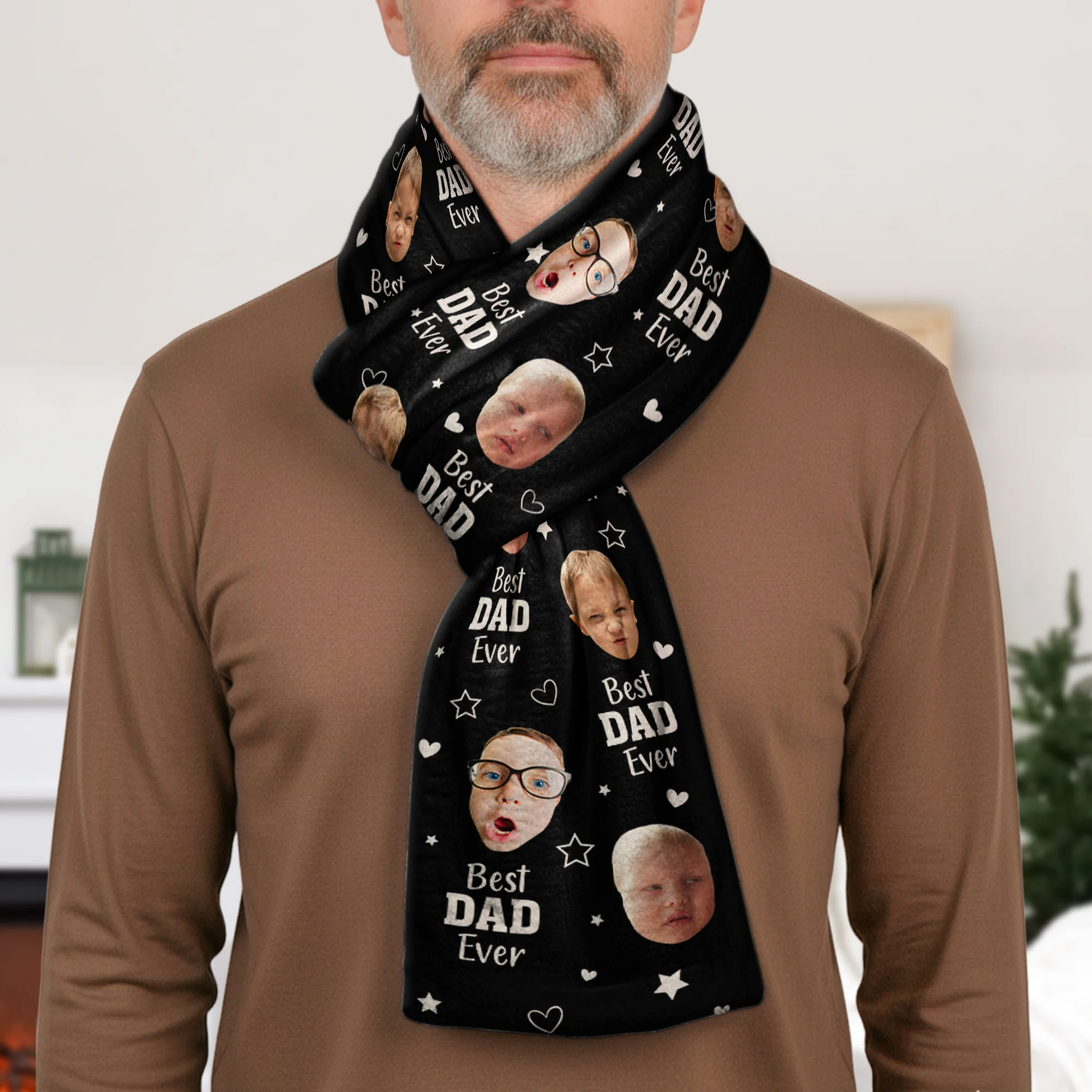 Best Mom Ever Custom Kid Face - Personalized Photo Fleece Scarf - Image 3
