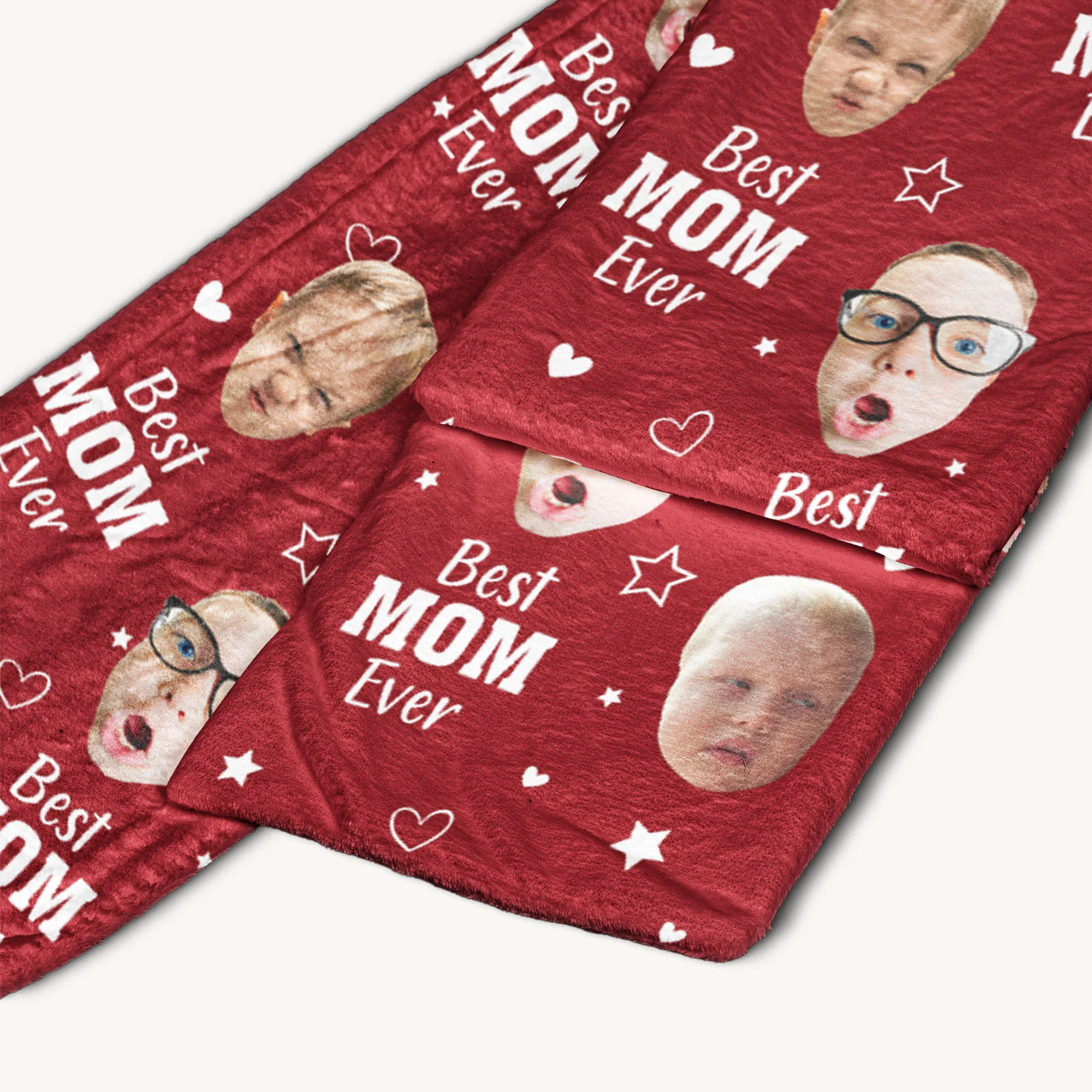 Best Mom Ever Custom Kid Face - Personalized Photo Fleece Scarf - Image 4