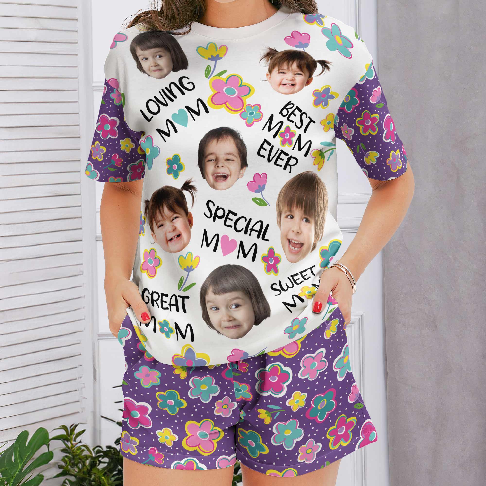 Best Mom Ever - Personalized Photo Pajama Shorts Set - Image 2