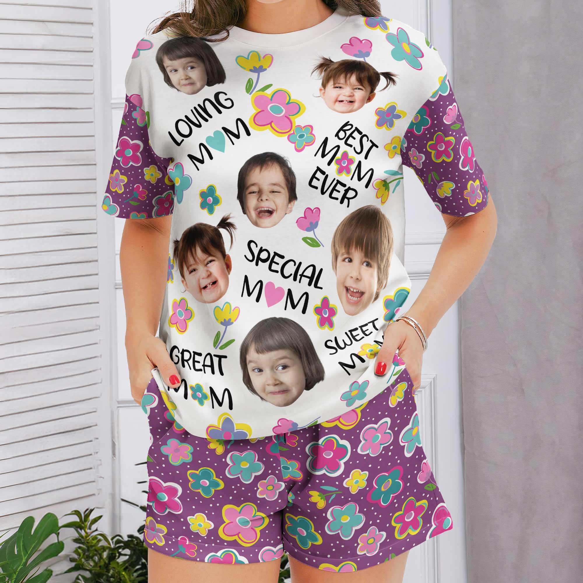 Best Mom Ever - Personalized Photo Pajama Shorts Set - Image 3