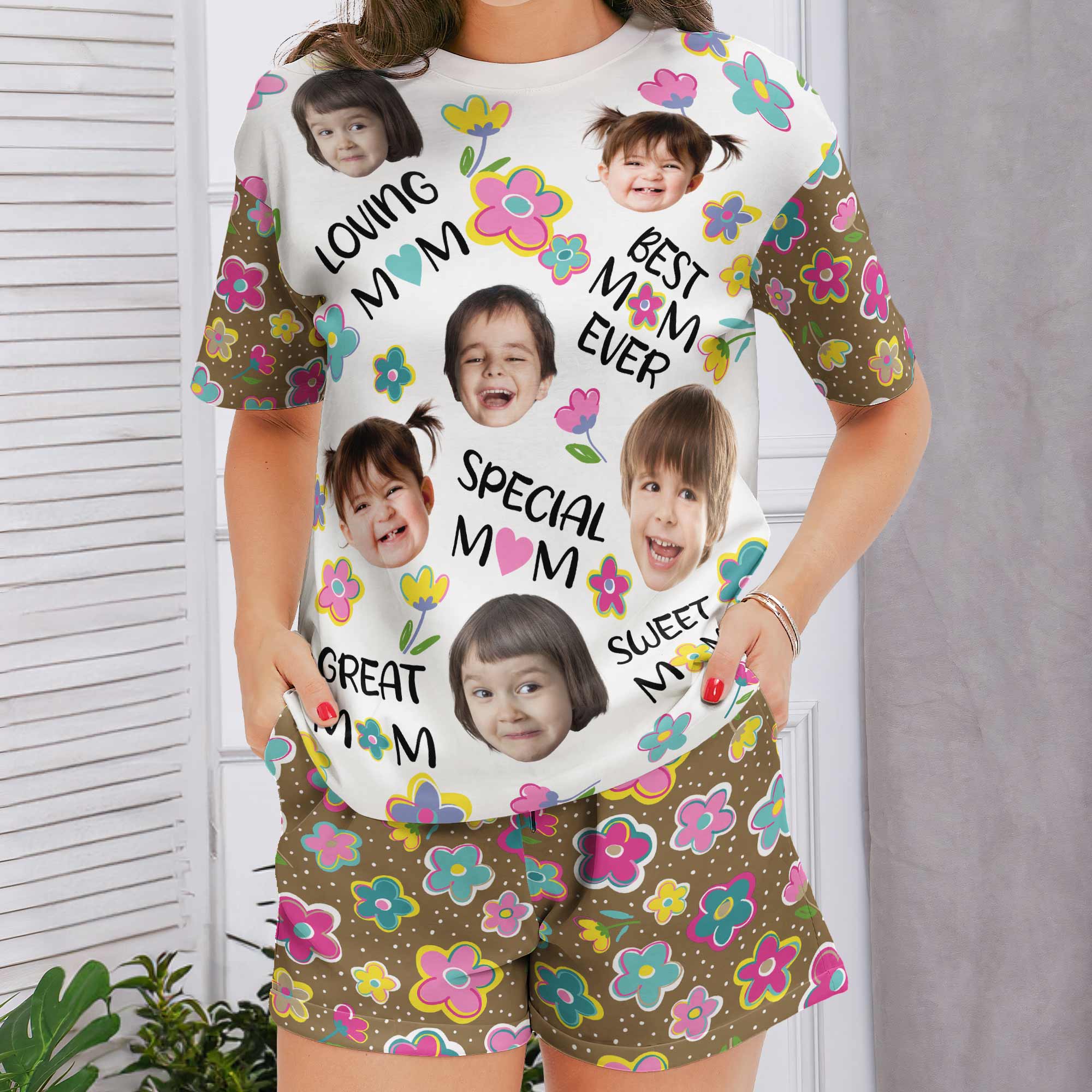 Best Mom Ever - Personalized Photo Pajama Shorts Set - Image 4