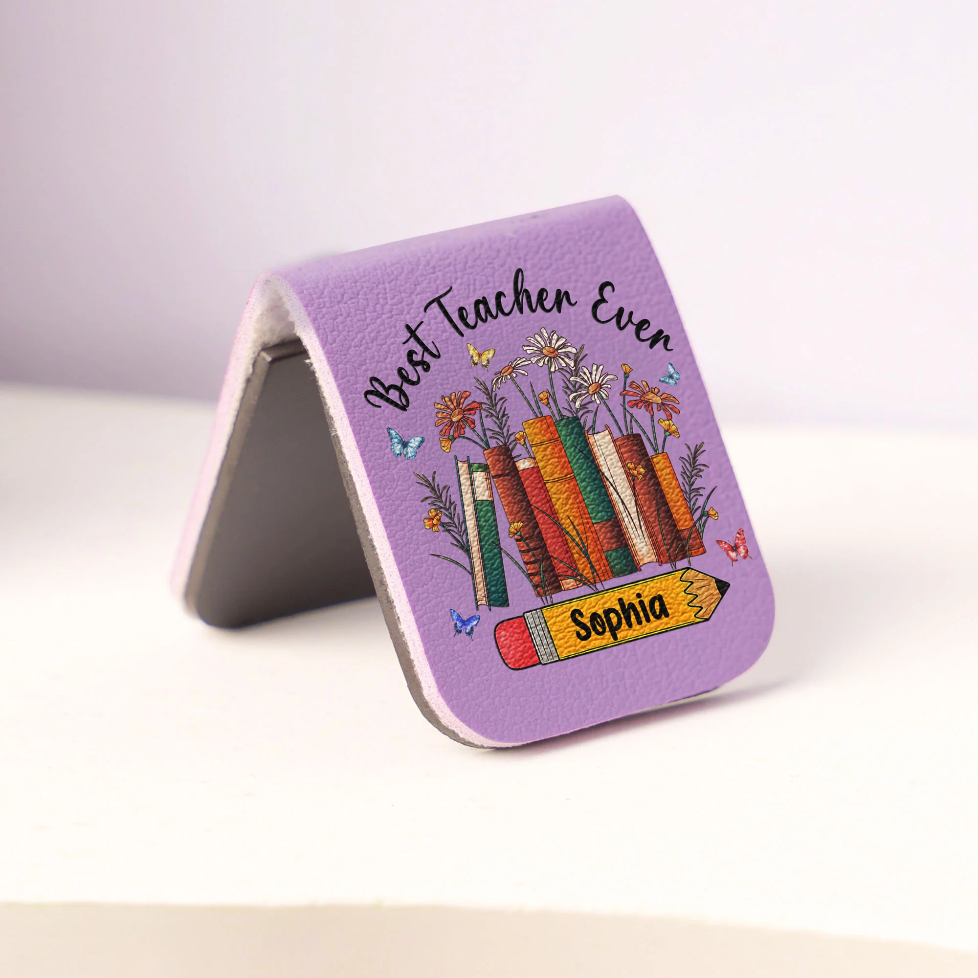 Best Teacher Ever - Personalized Leather Magnetic Bookmark - Image 3