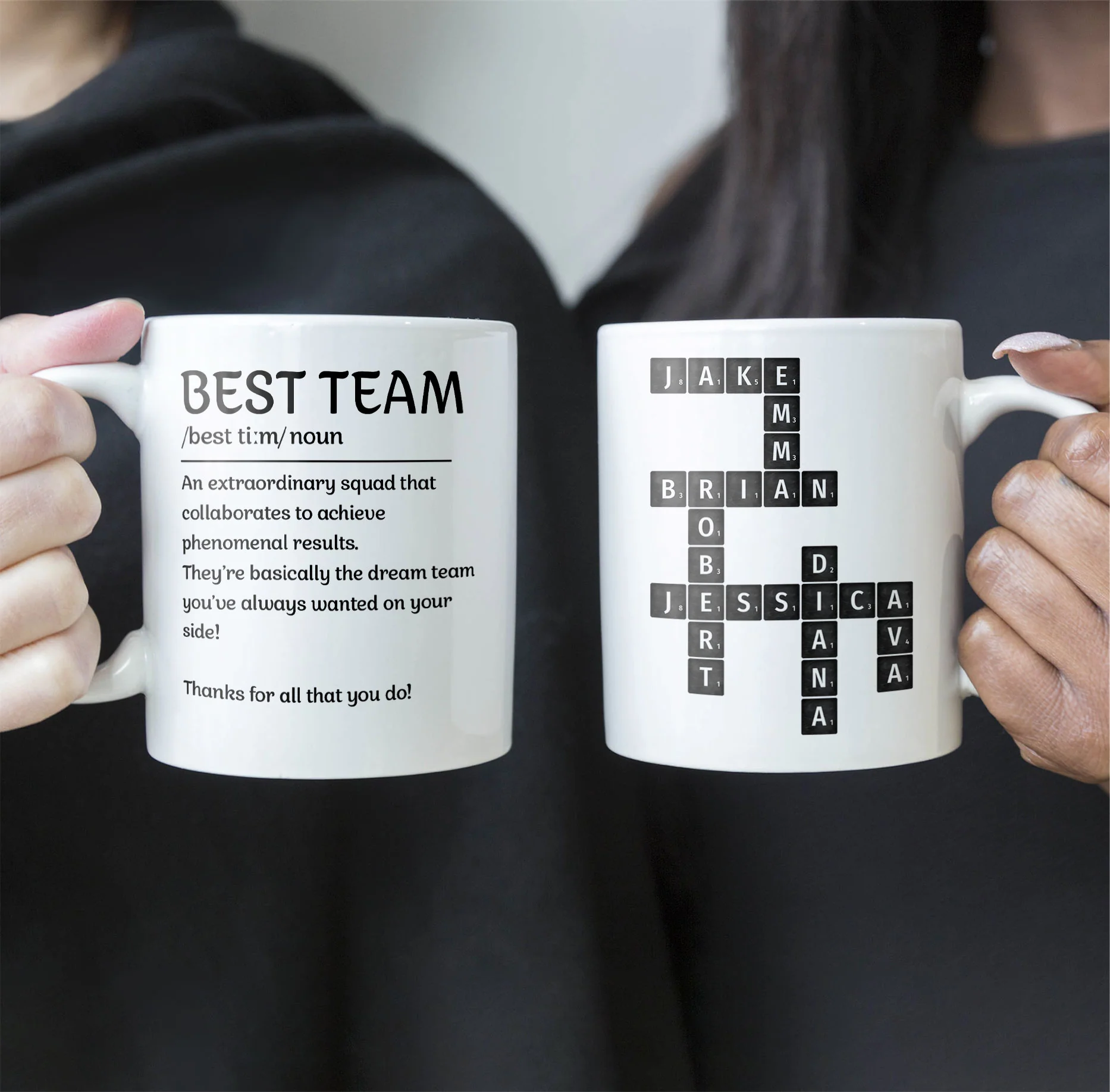Best Team Coworker Mug Scrabble Custom Name - Personalized Mug - Image 4