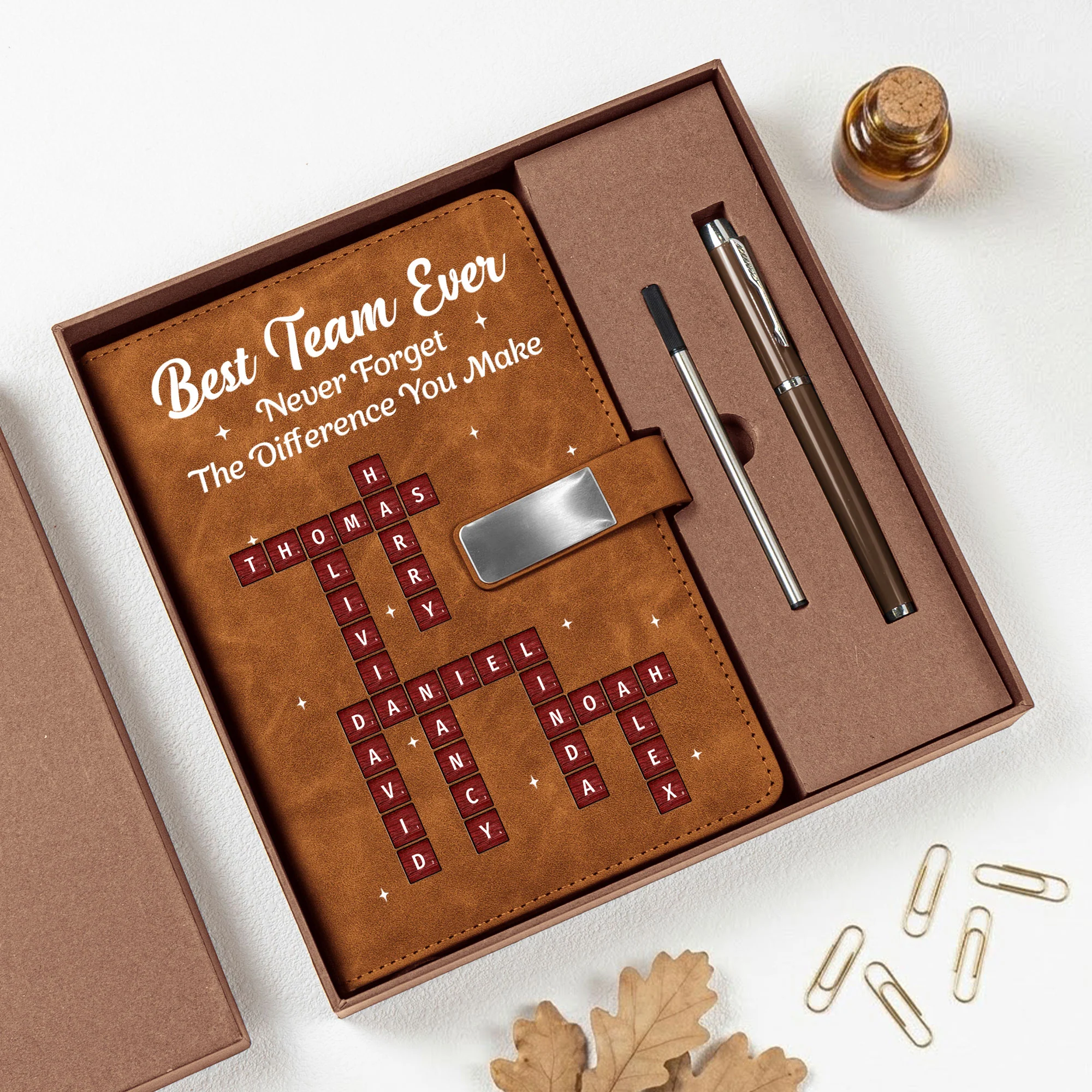 Best Team Ever - Custom Crossword Puzzle - Exchange Gifts, Bulk Office Gifts For Coworkers - Personalized Notebook Set