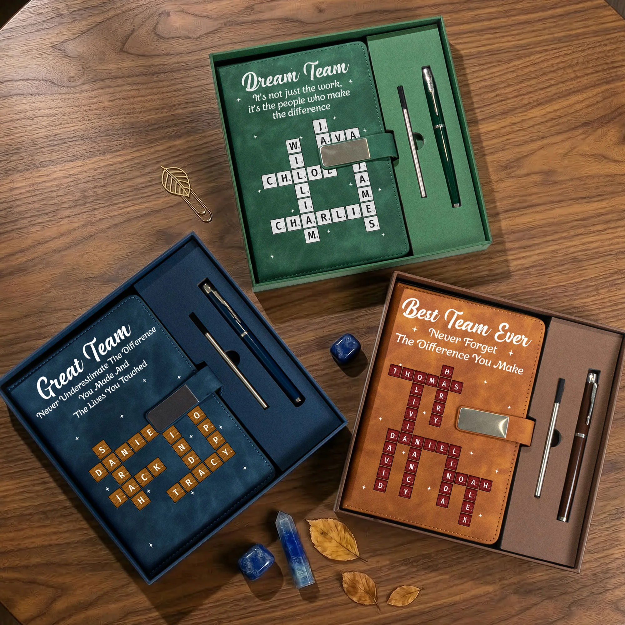 Best Team Ever - Custom Crossword Puzzle - Exchange Gifts, Bulk Office Gifts For Coworkers - Personalized Notebook Set - Image 2