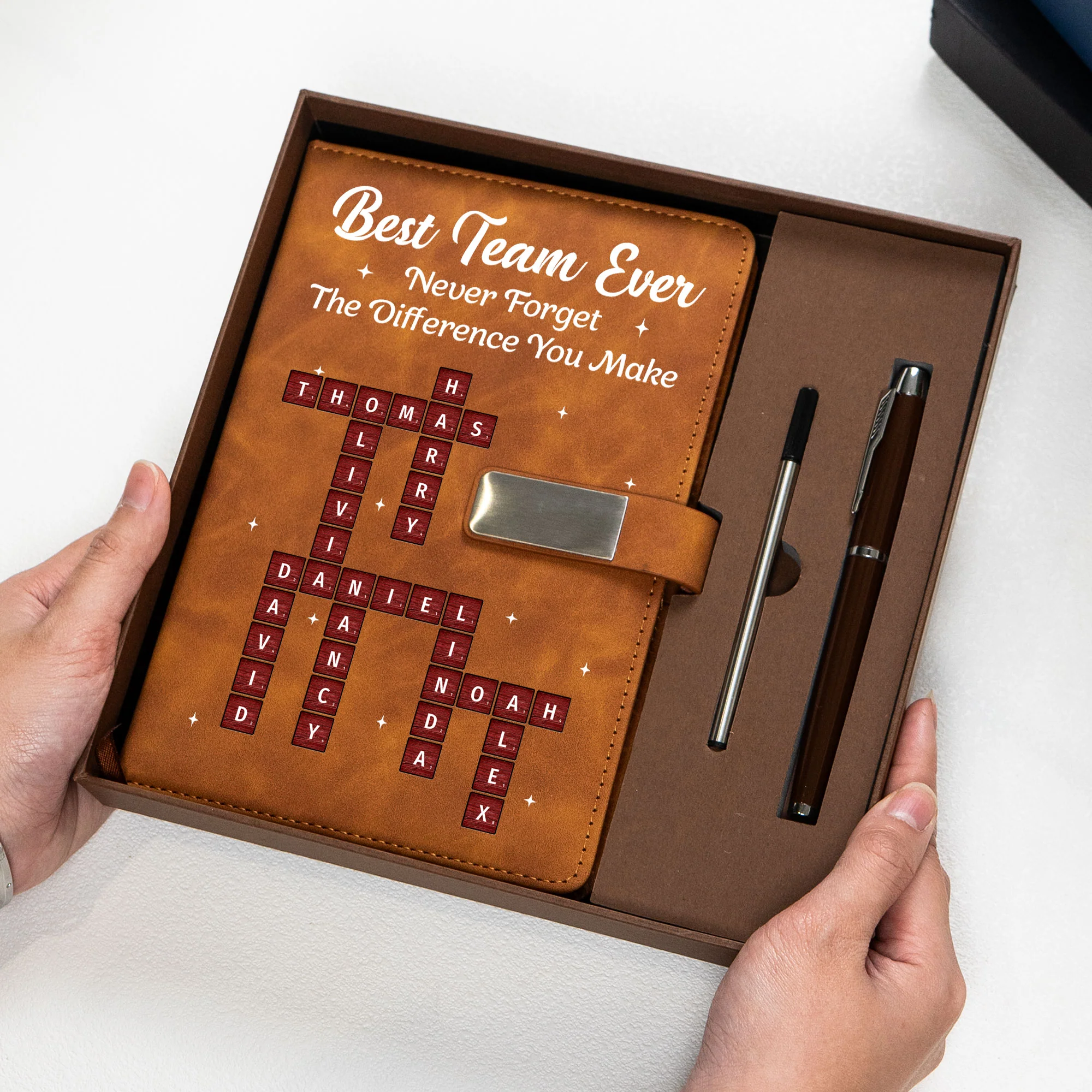 Best Team Ever - Custom Crossword Puzzle - Exchange Gifts, Bulk Office Gifts For Coworkers - Personalized Notebook Set - Image 3
