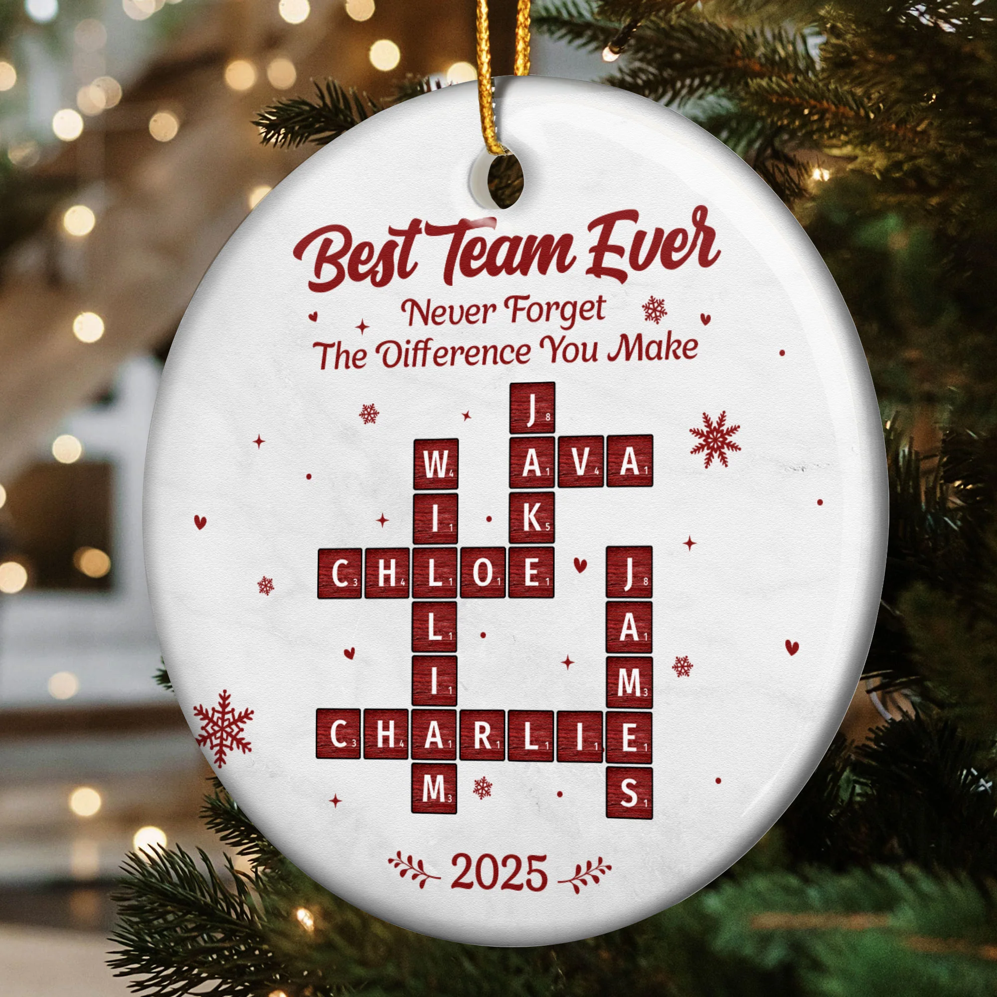 Best Team Ever Scrabble - Personalized Ceramic Ornament - Image 2