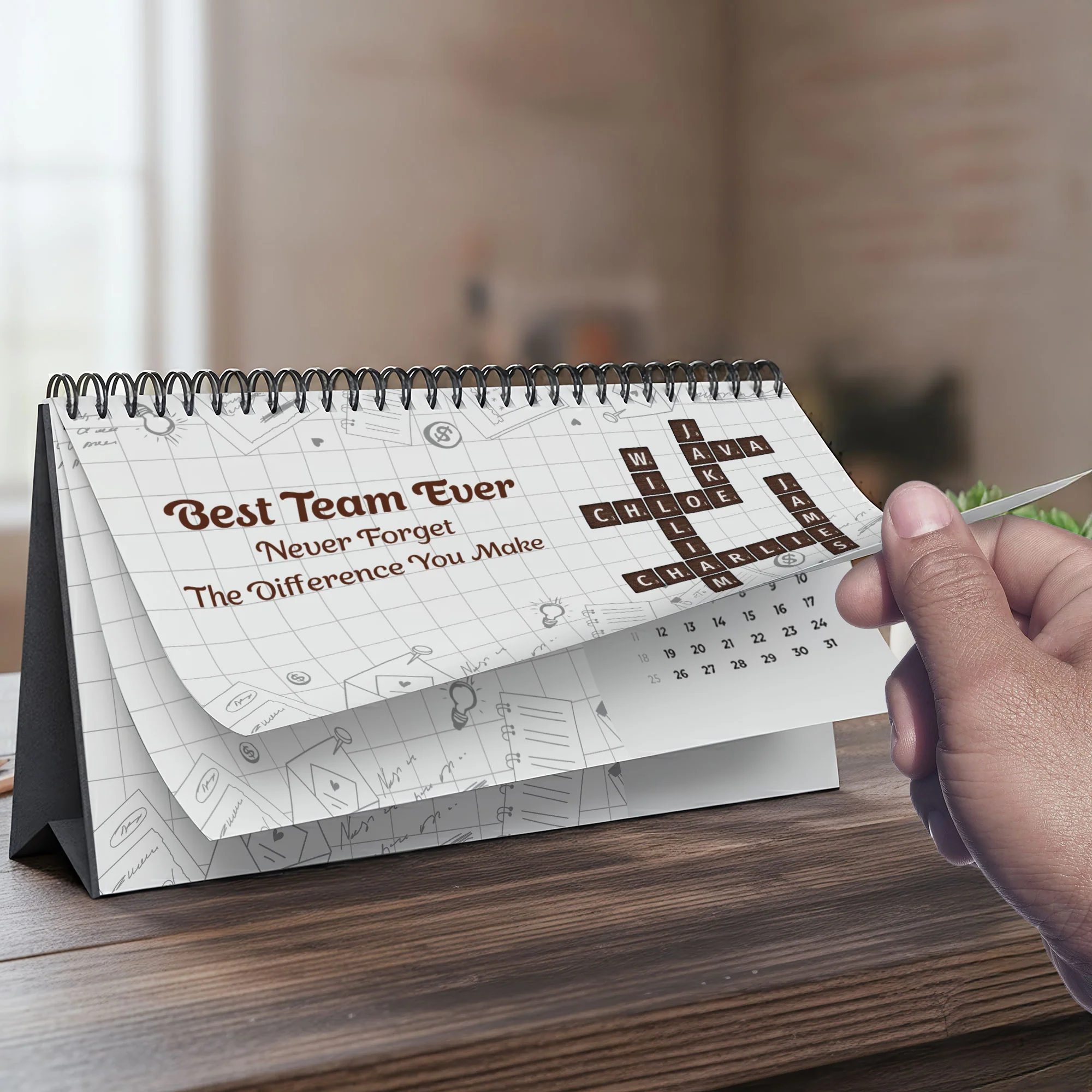 Best Team Ever Scrabble - Personalized Standing Desk Calendar - Image 4