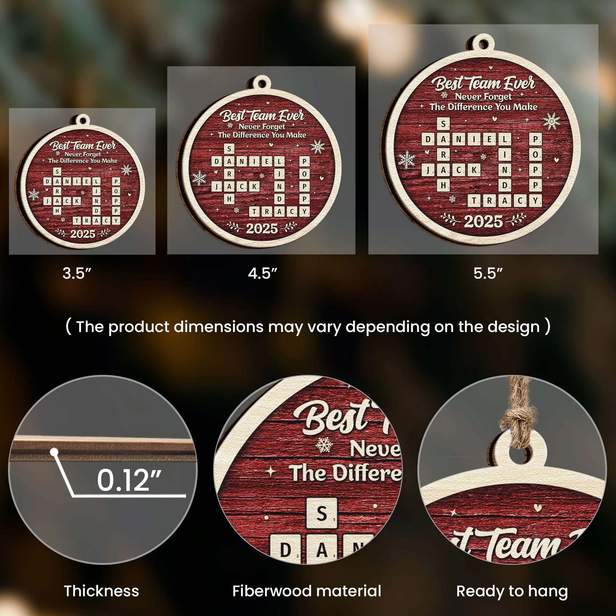Best Team Ever Scrabble - Personalized Wooden Ornament - Image 3