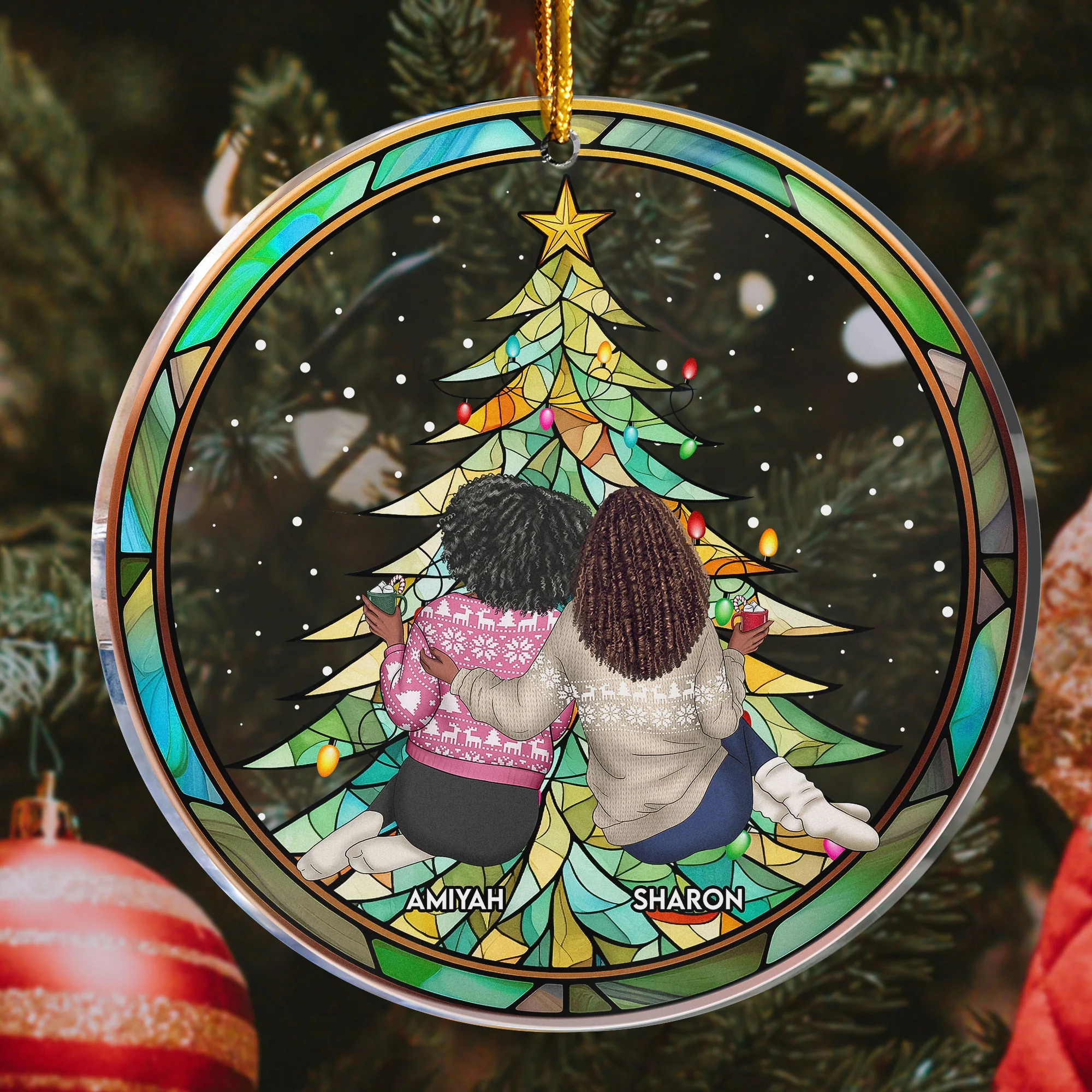 Mother & Daughter, Sister, Bestie By Your Side - Personalized Acrylic Ornament - Image 3