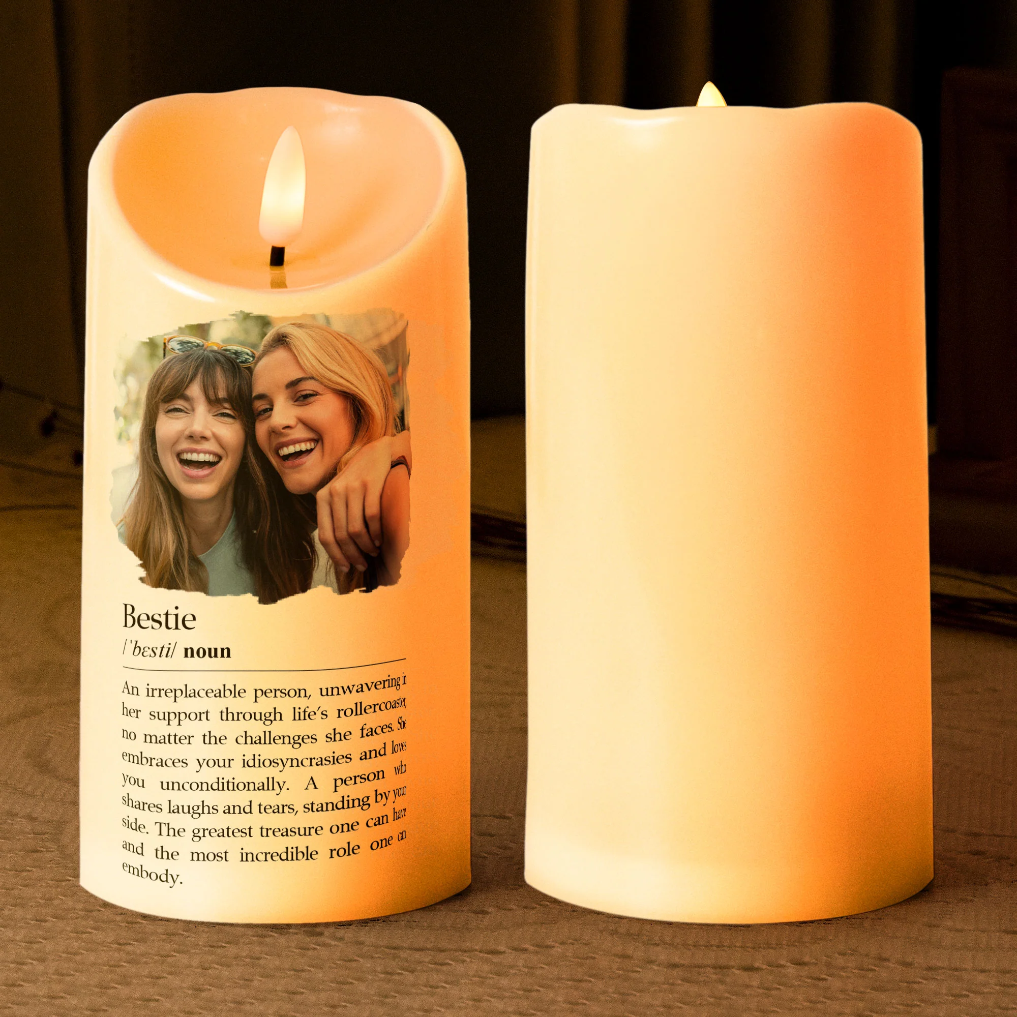 Bestie Definition, Soul Sister Definition - Friendship Gift - Personalized Photo LED Candle - Image 2