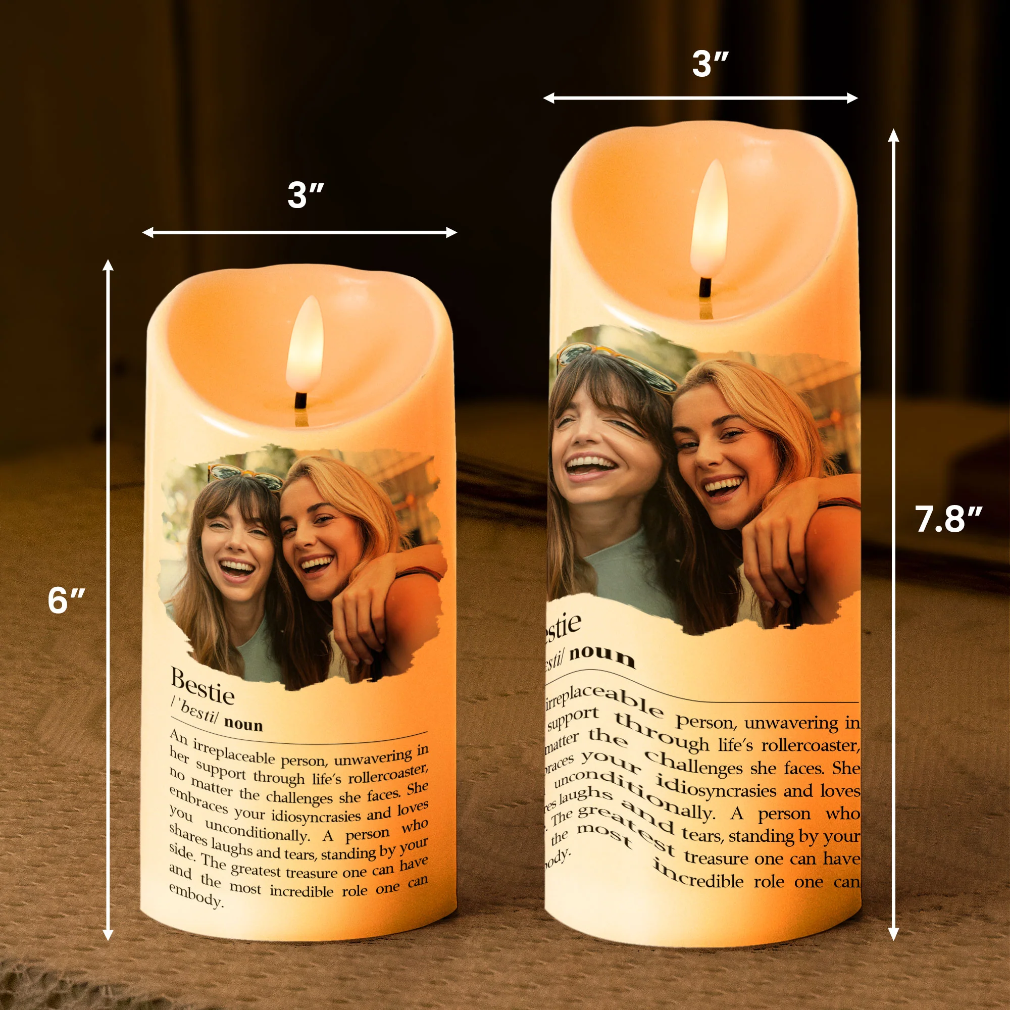 Bestie Definition, Soul Sister Definition - Friendship Gift - Personalized Photo LED Candle - Image 7