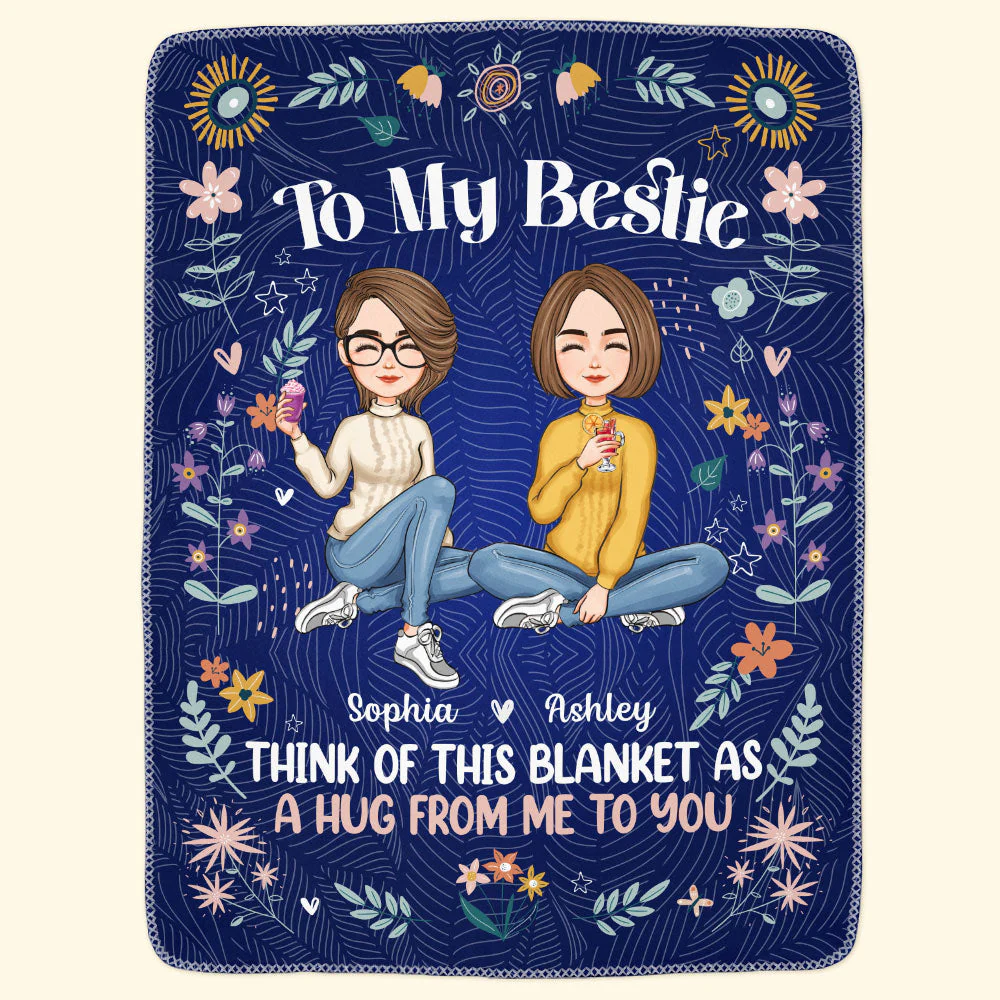 Bestie Think Of This Blanket As A Hug From Me To You - Personalized Blanket - Image 2