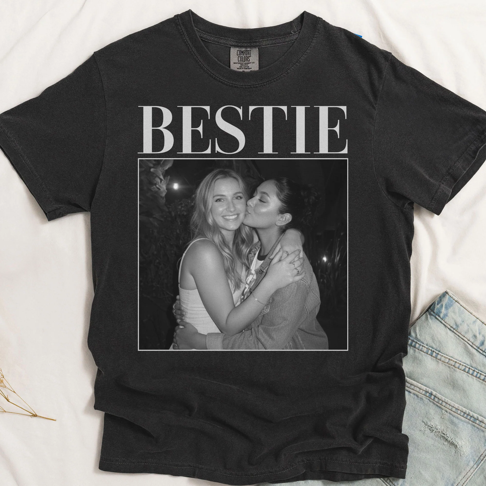 Bestie - Vintage Version - Personalized Photo Comfort Tee - Image 2