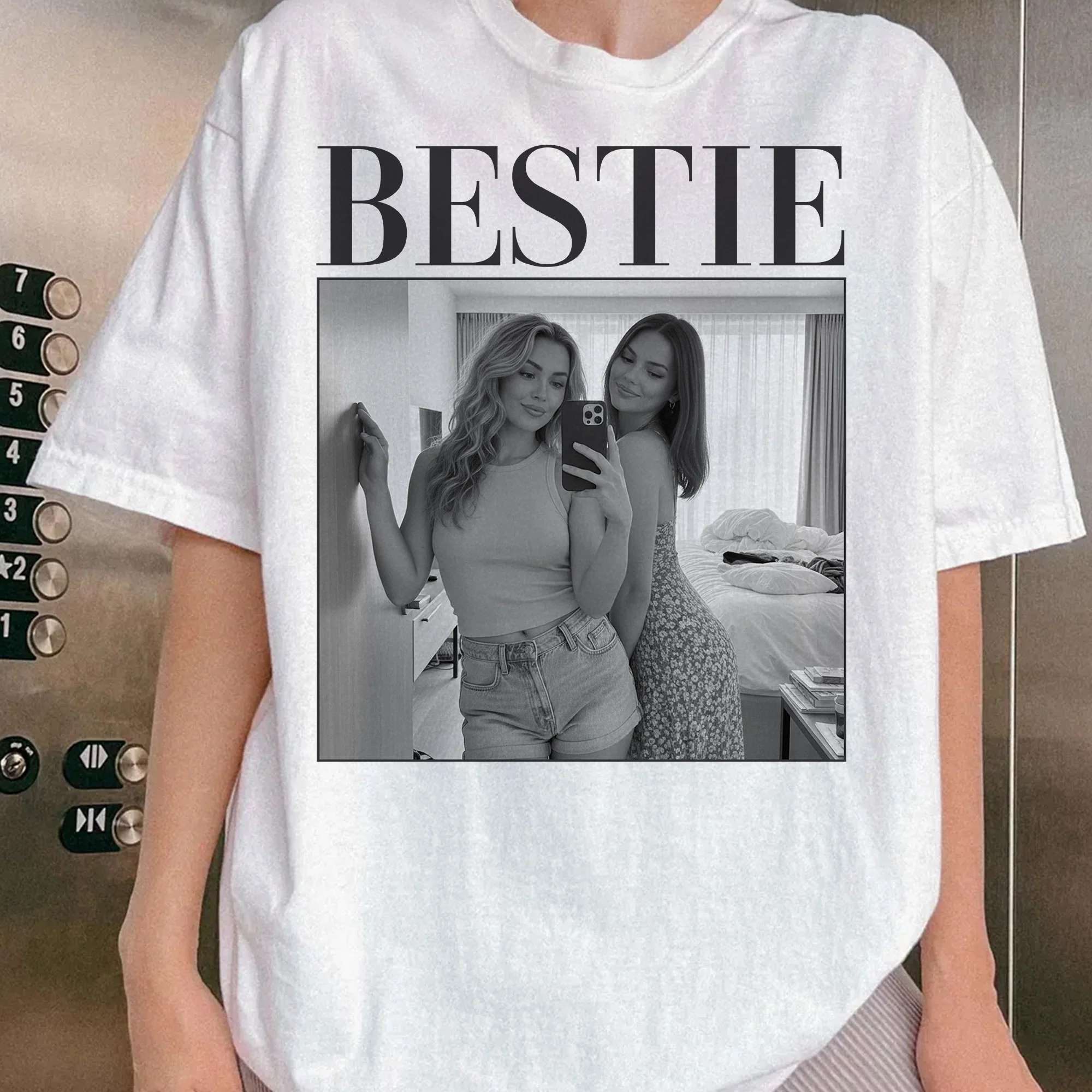 Bestie - Vintage Version - Personalized Photo Comfort Tee - Image 4