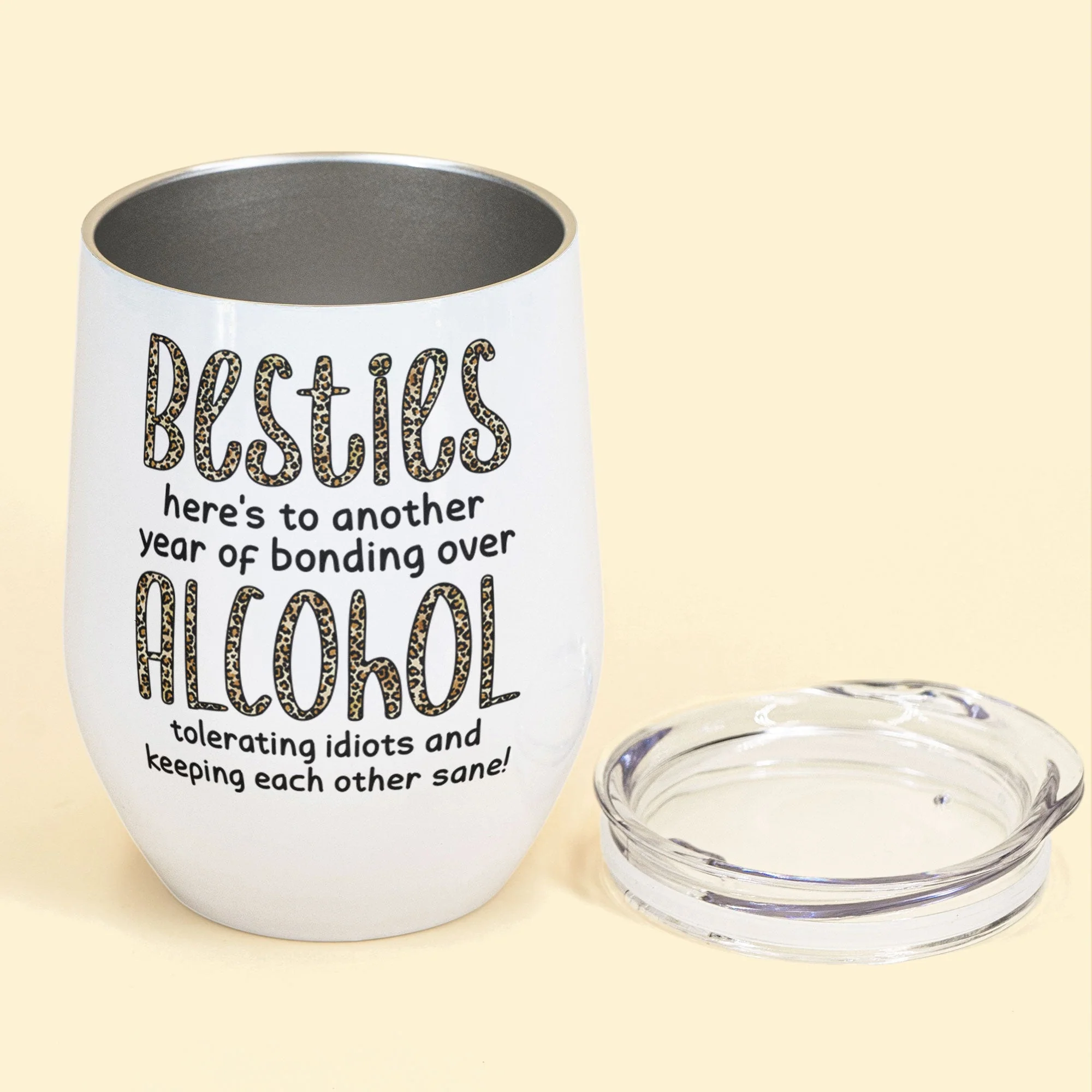 Besties, Alcohol Tolerating, Bonding Over, Keeping Each Other Sane - Personalized Wine Tumbler - Birthday, New Year Gift For Best Friends Women - Image 2