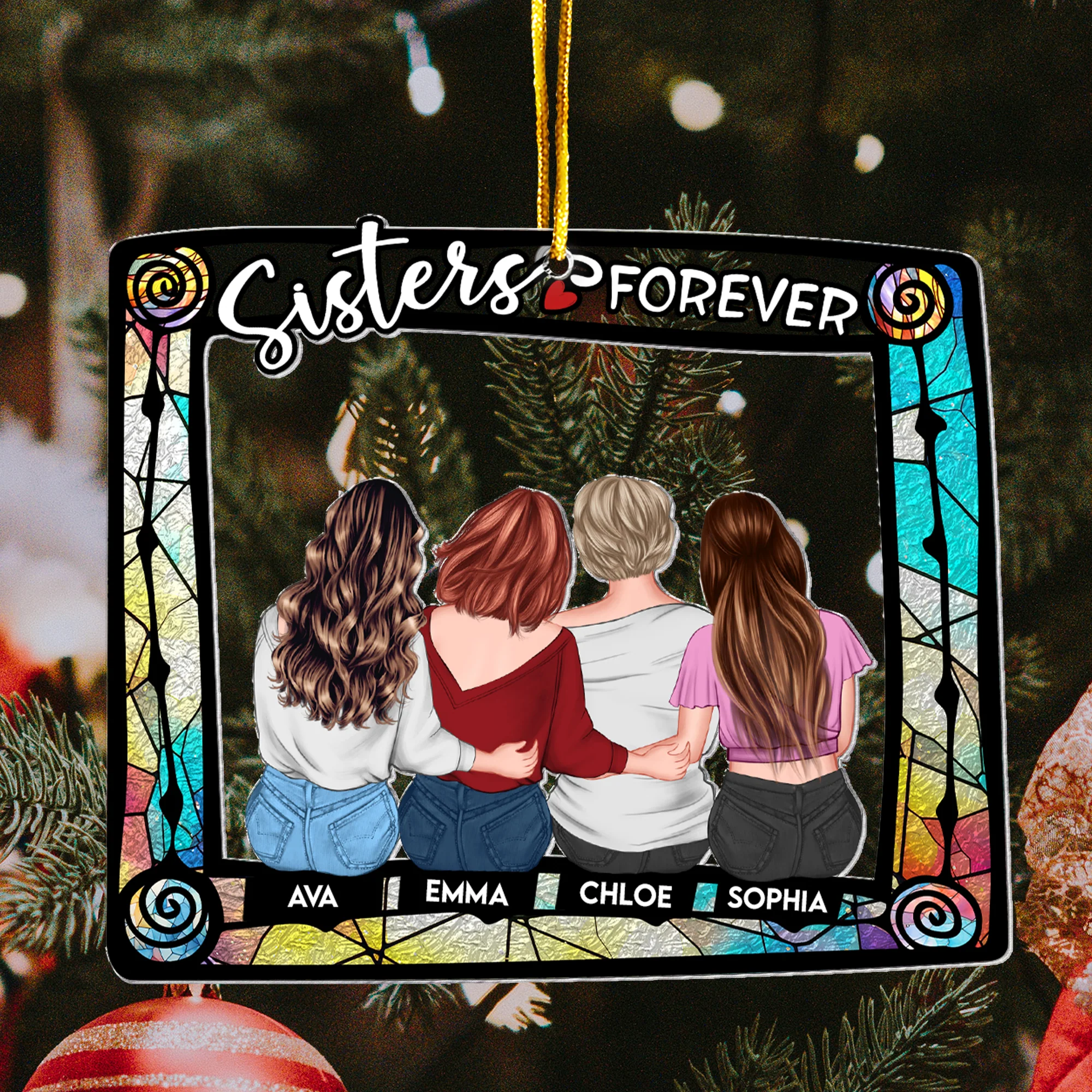 Besties Are Forever - Personalized Acrylic Ornament - Image 4