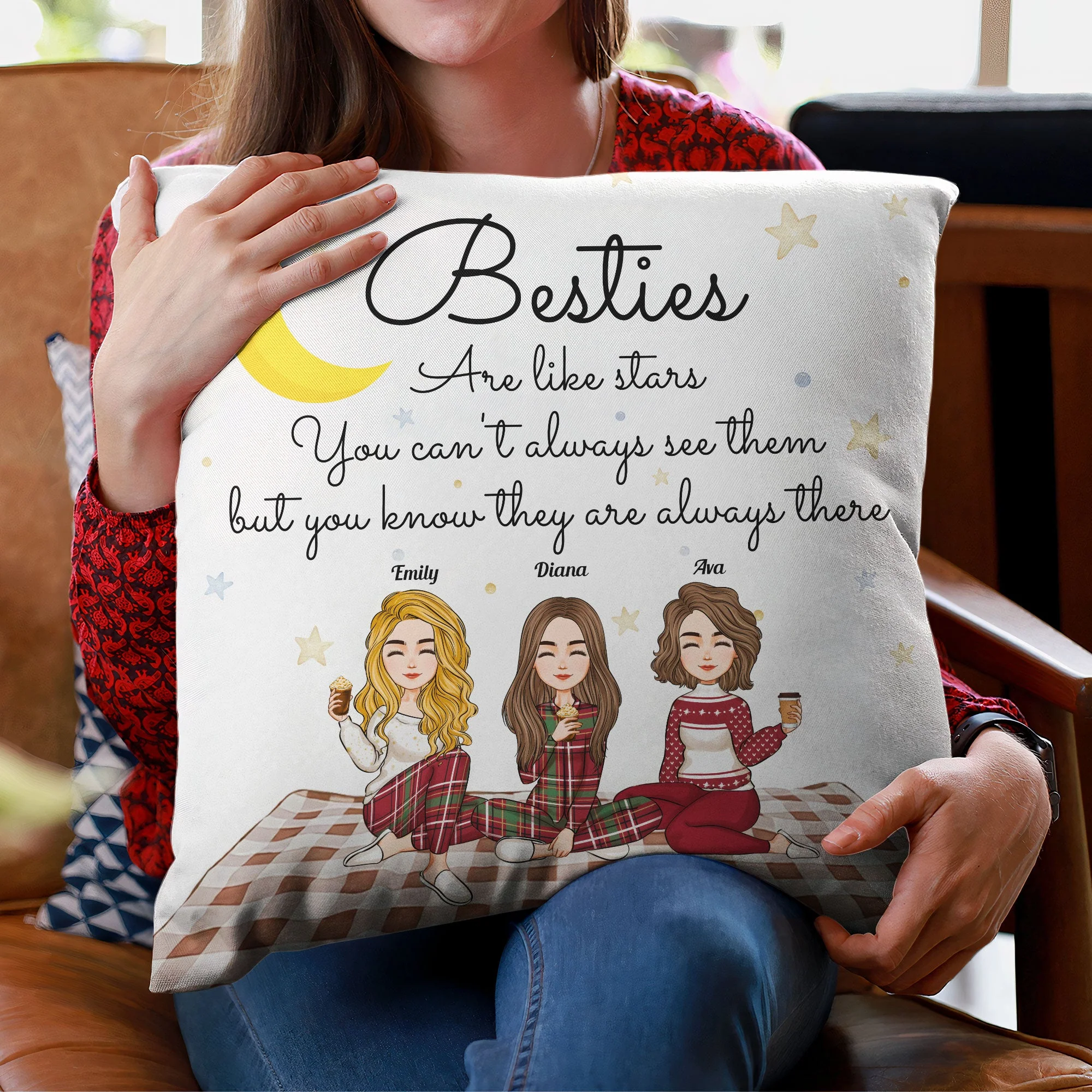 Besties Are Like Stars - Personalized Pillow (Insert Included) - Image 4