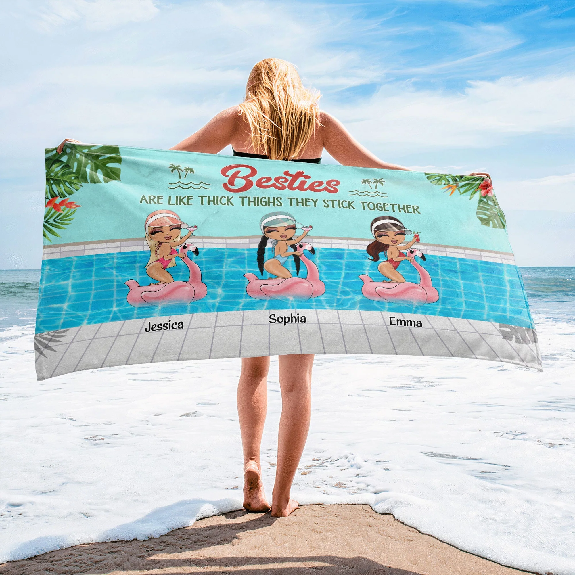 Besties Are Like Thick Thighs - Personalized Beach Towel - Image 2