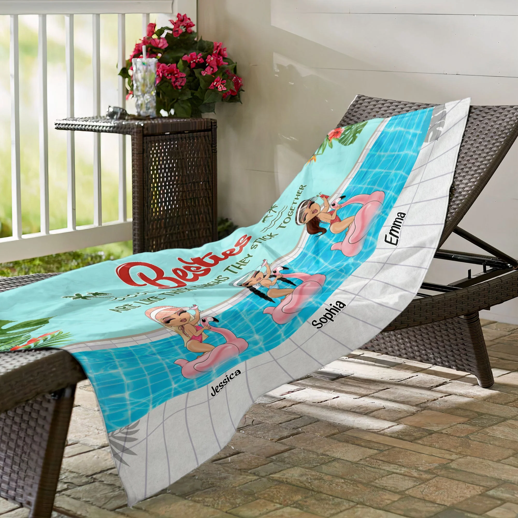 Besties Are Like Thick Thighs - Personalized Beach Towel - Image 5