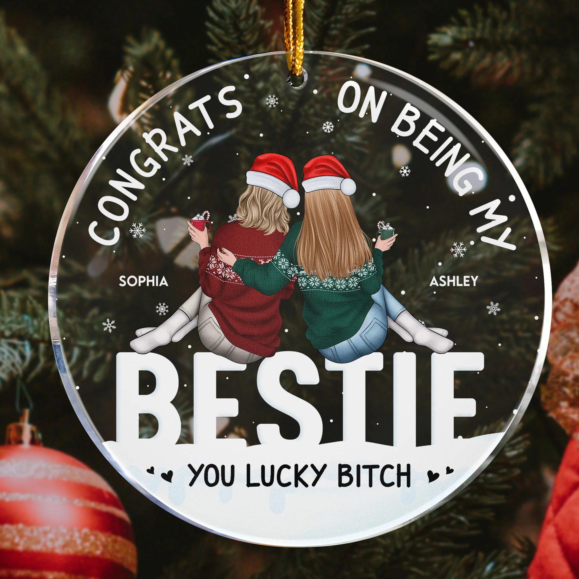 Besties, Congrats On Being My Bestie - Personalized Acrylic Ornament - Image 3