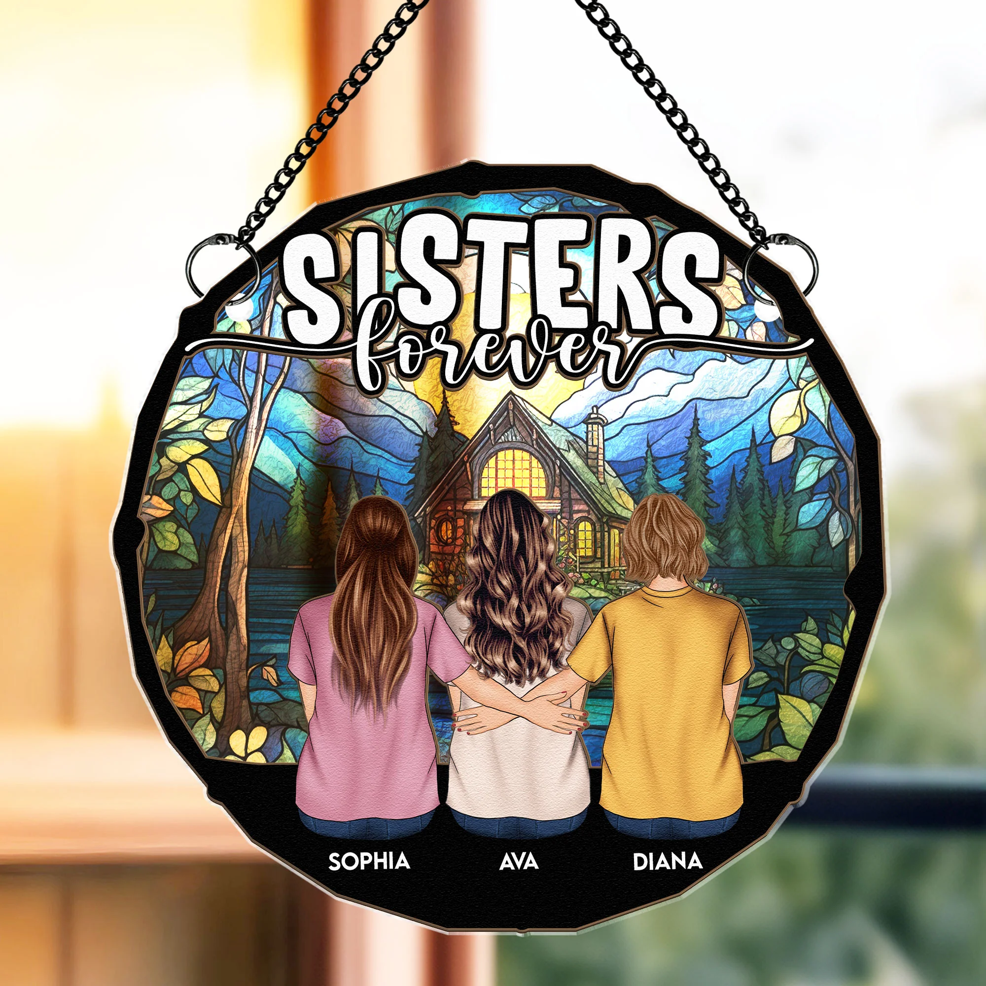 Besties For Life - Personalized Window Hanging Suncatcher Ornament - Image 2