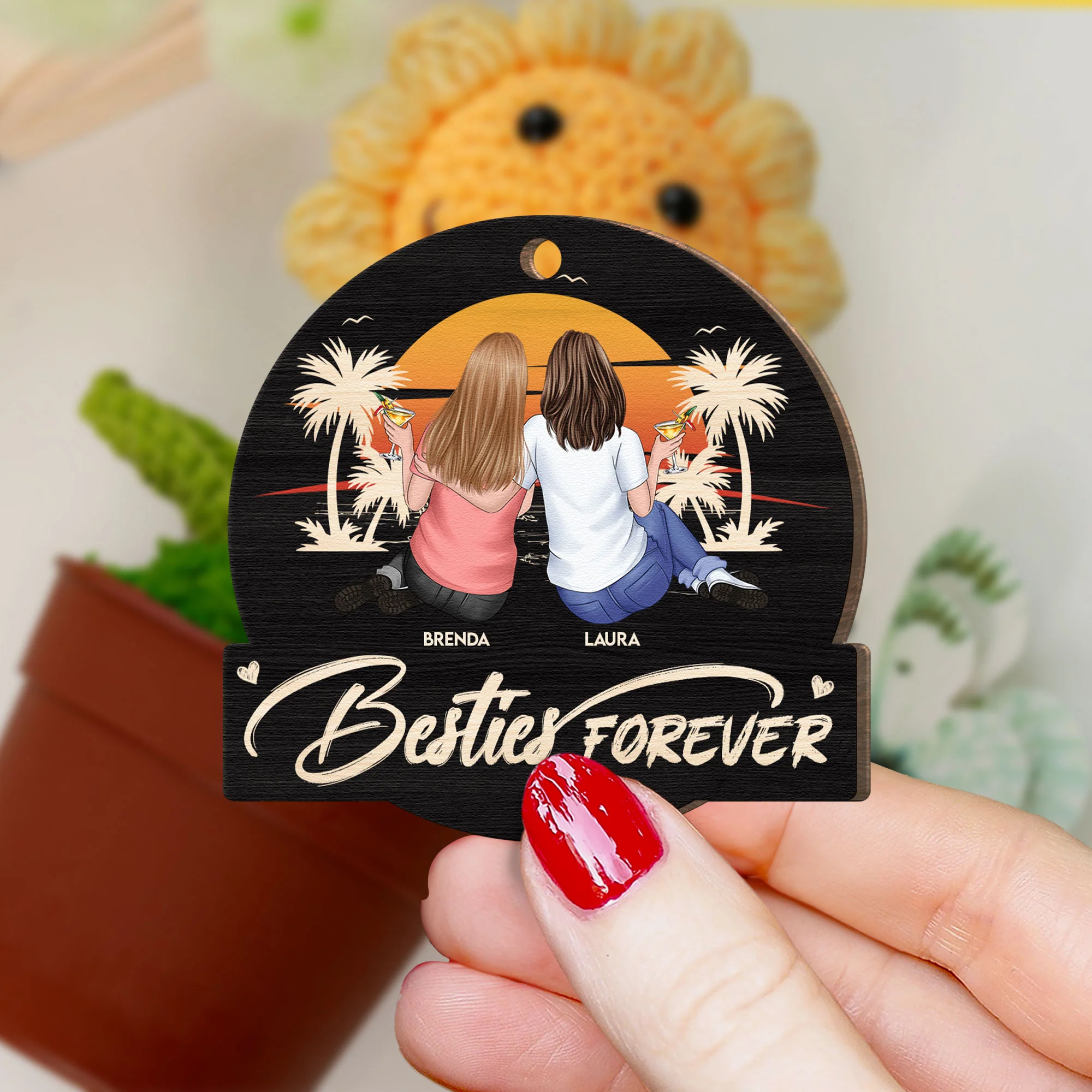 Besties Forever - Personalized Crochet Flower Lamp - Image 3