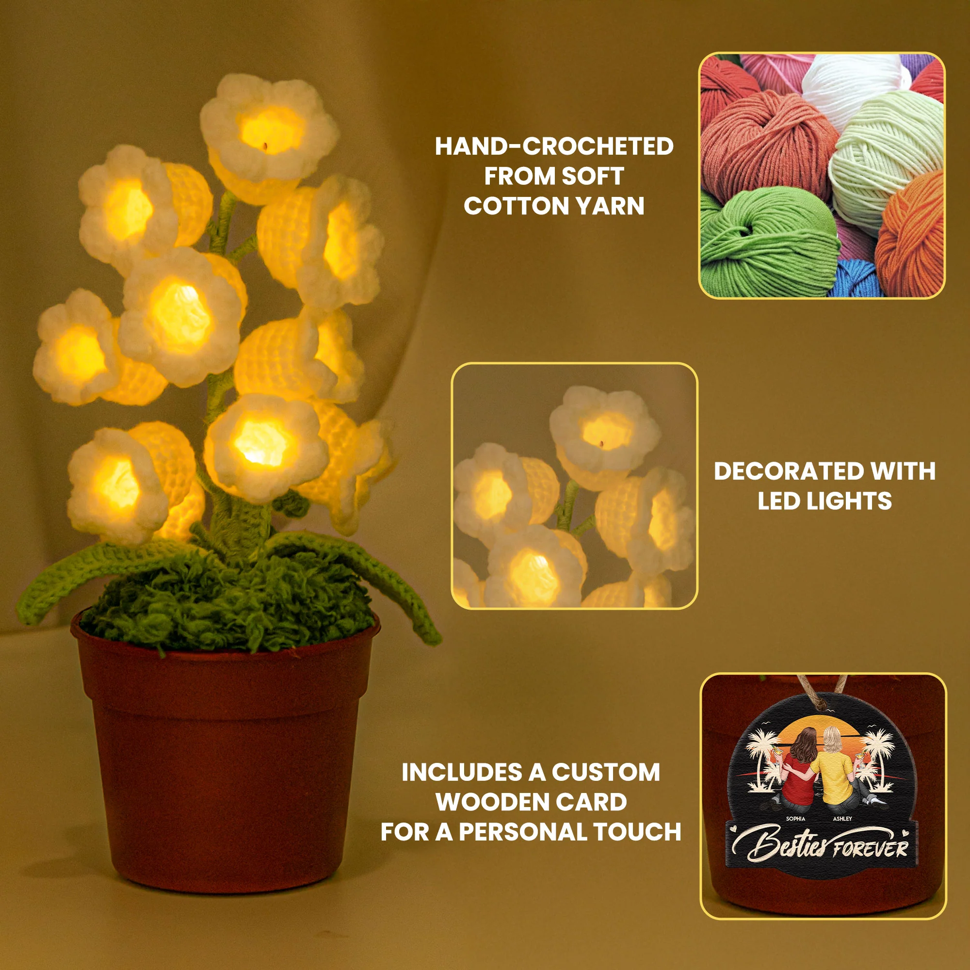 Besties Forever - Personalized Crochet Flower Lamp - Image 5