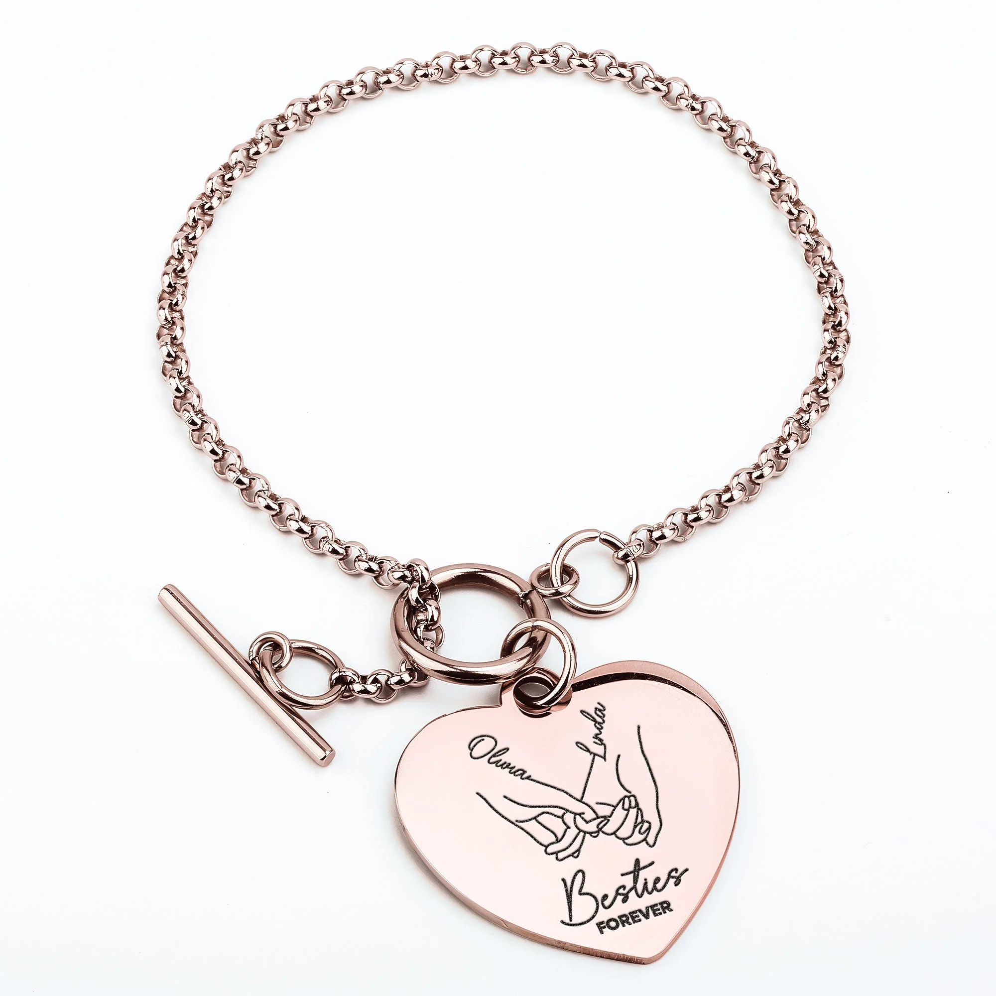 Besties Forever - Personalized Heart Bracelet - Image 6